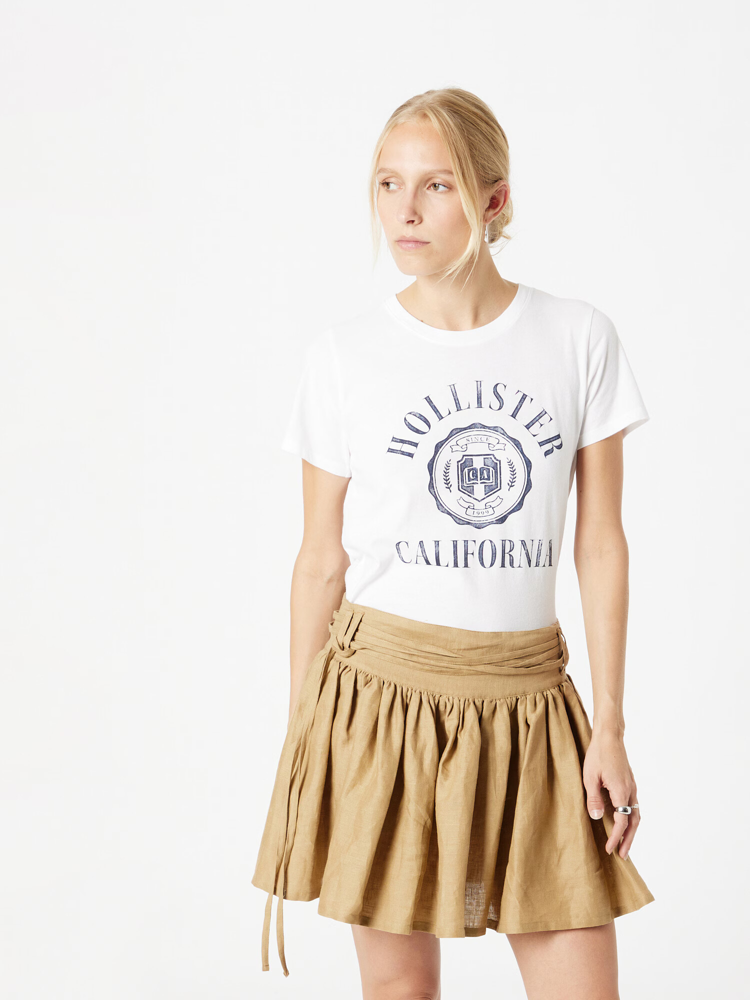 HOLLISTER Tricou albastru / alb - Pled.ro