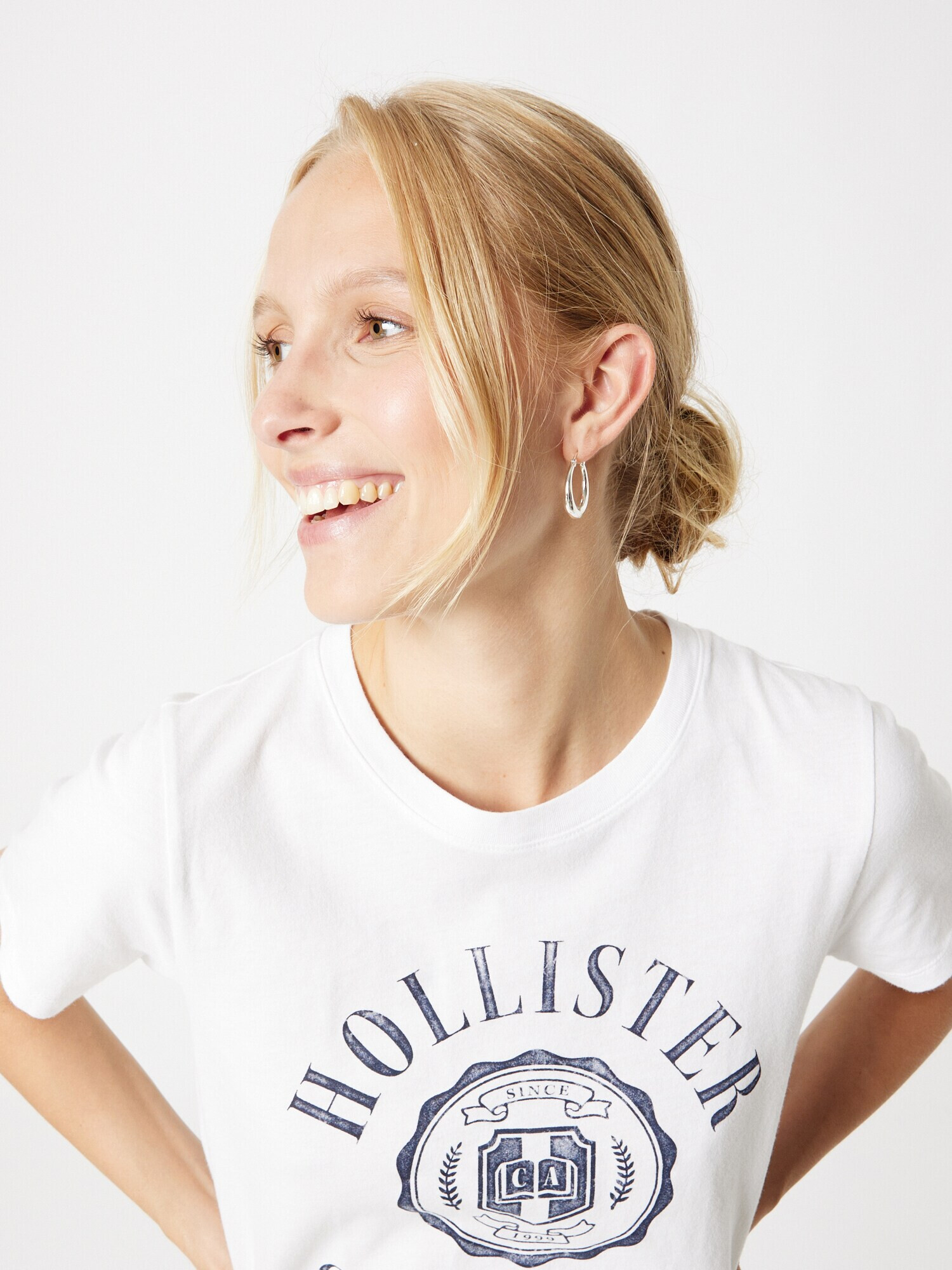 HOLLISTER Tricou albastru / alb - Pled.ro