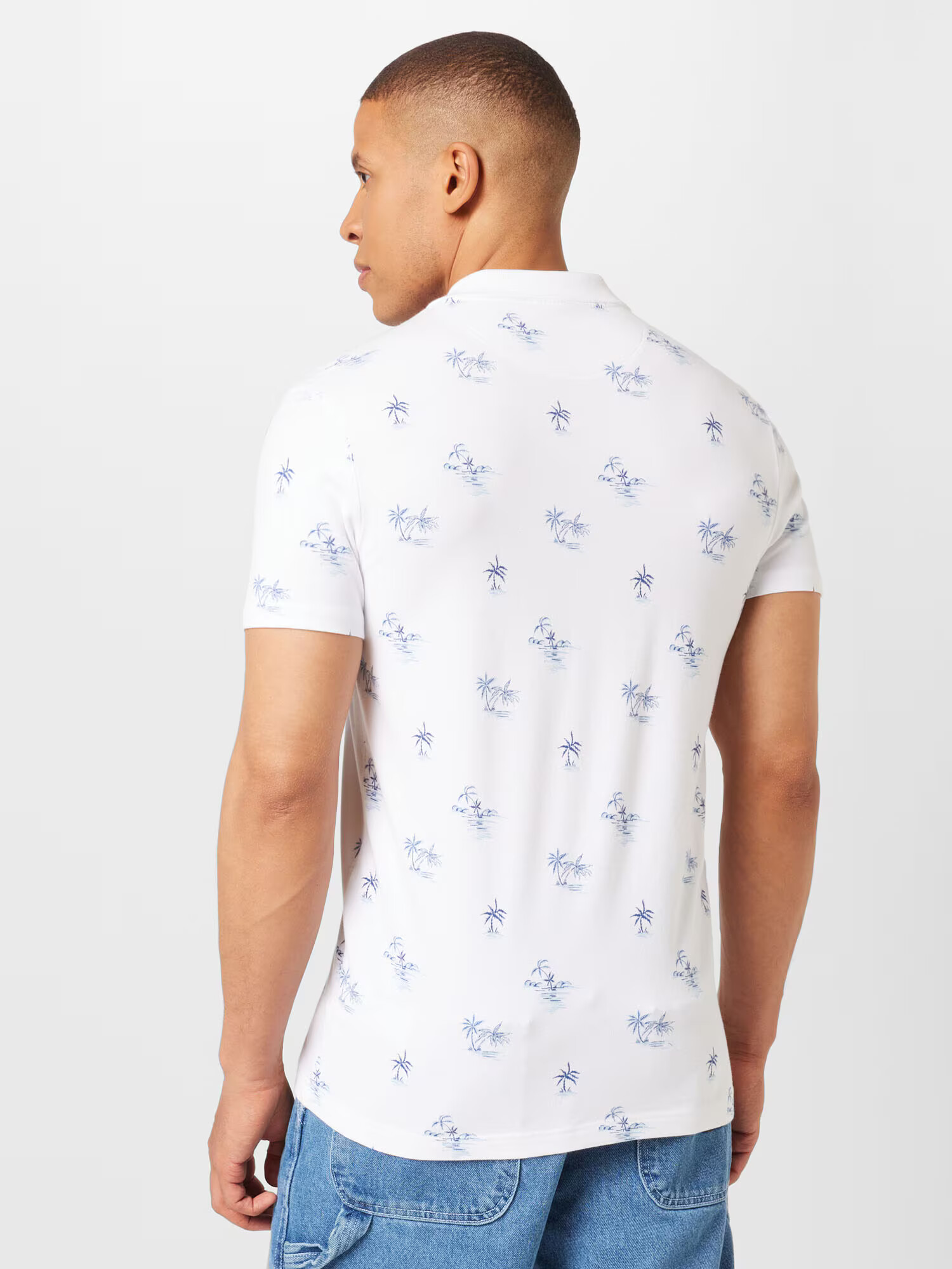 HOLLISTER Tricou albastru / alb - Pled.ro