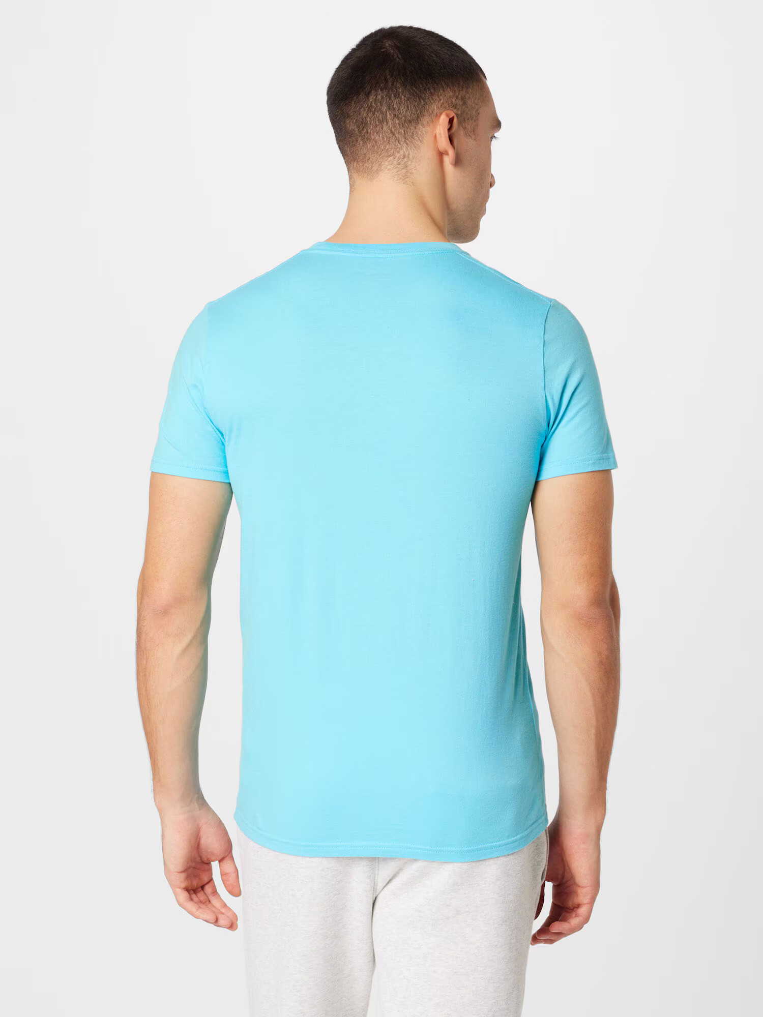 HOLLISTER Tricou albastru aqua / alb - Pled.ro