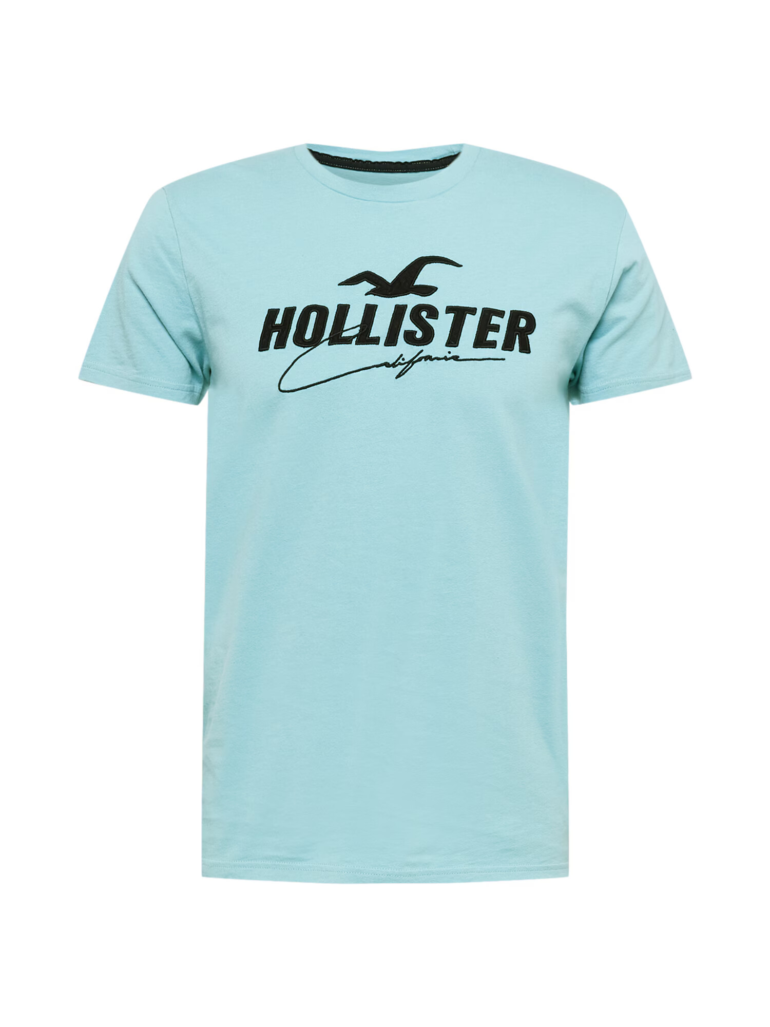 HOLLISTER Tricou albastru aqua / negru - Pled.ro