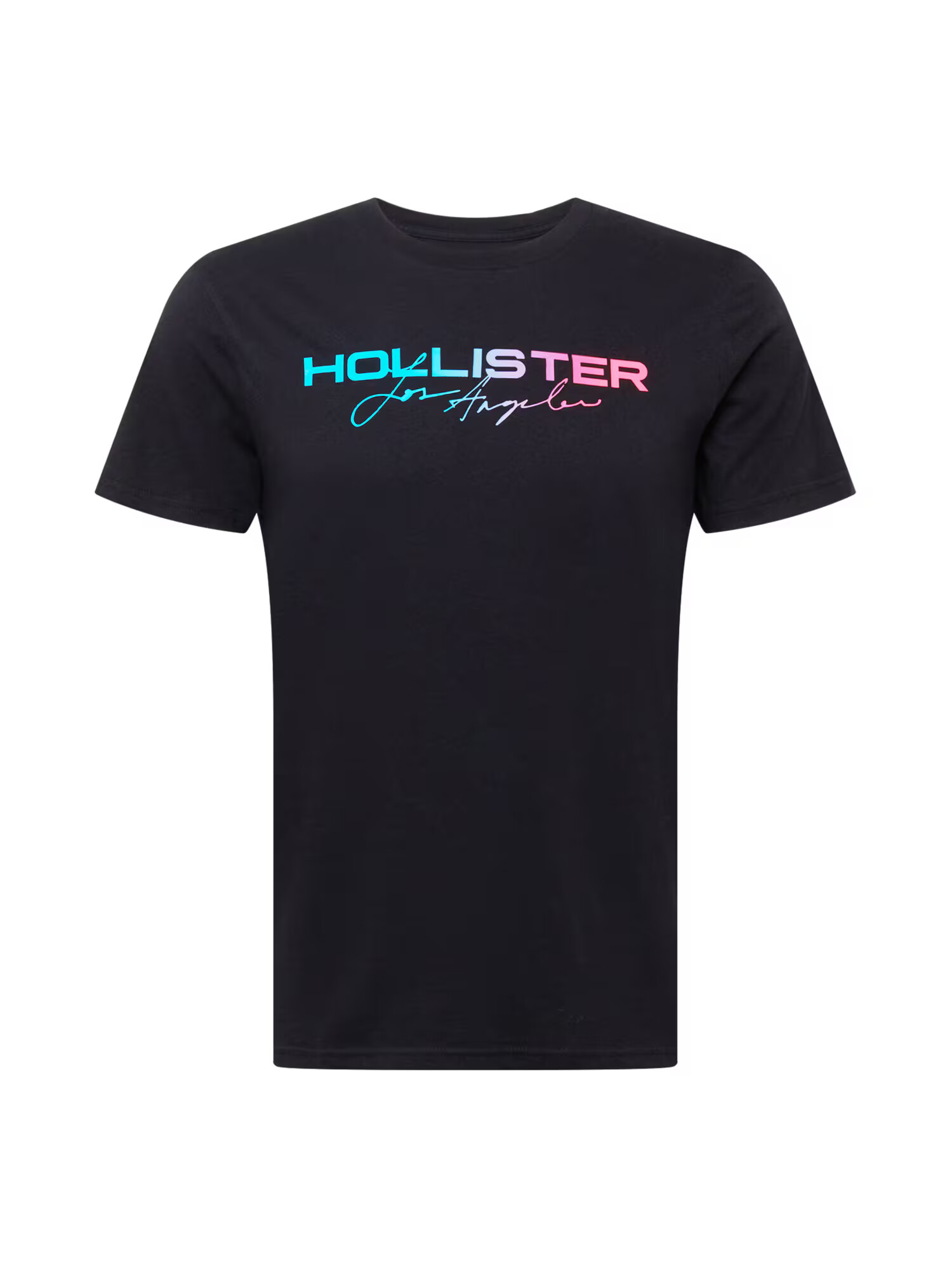 HOLLISTER Tricou albastru aqua / roz / negru - Pled.ro