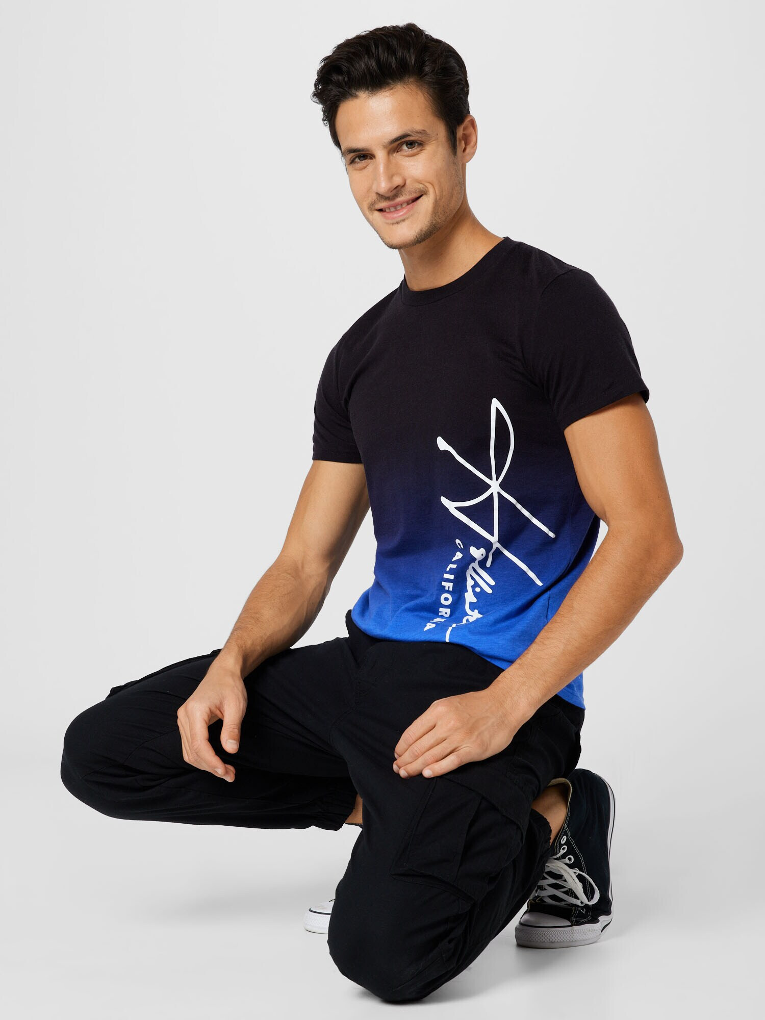 HOLLISTER Tricou albastru / bleumarin / alb - Pled.ro