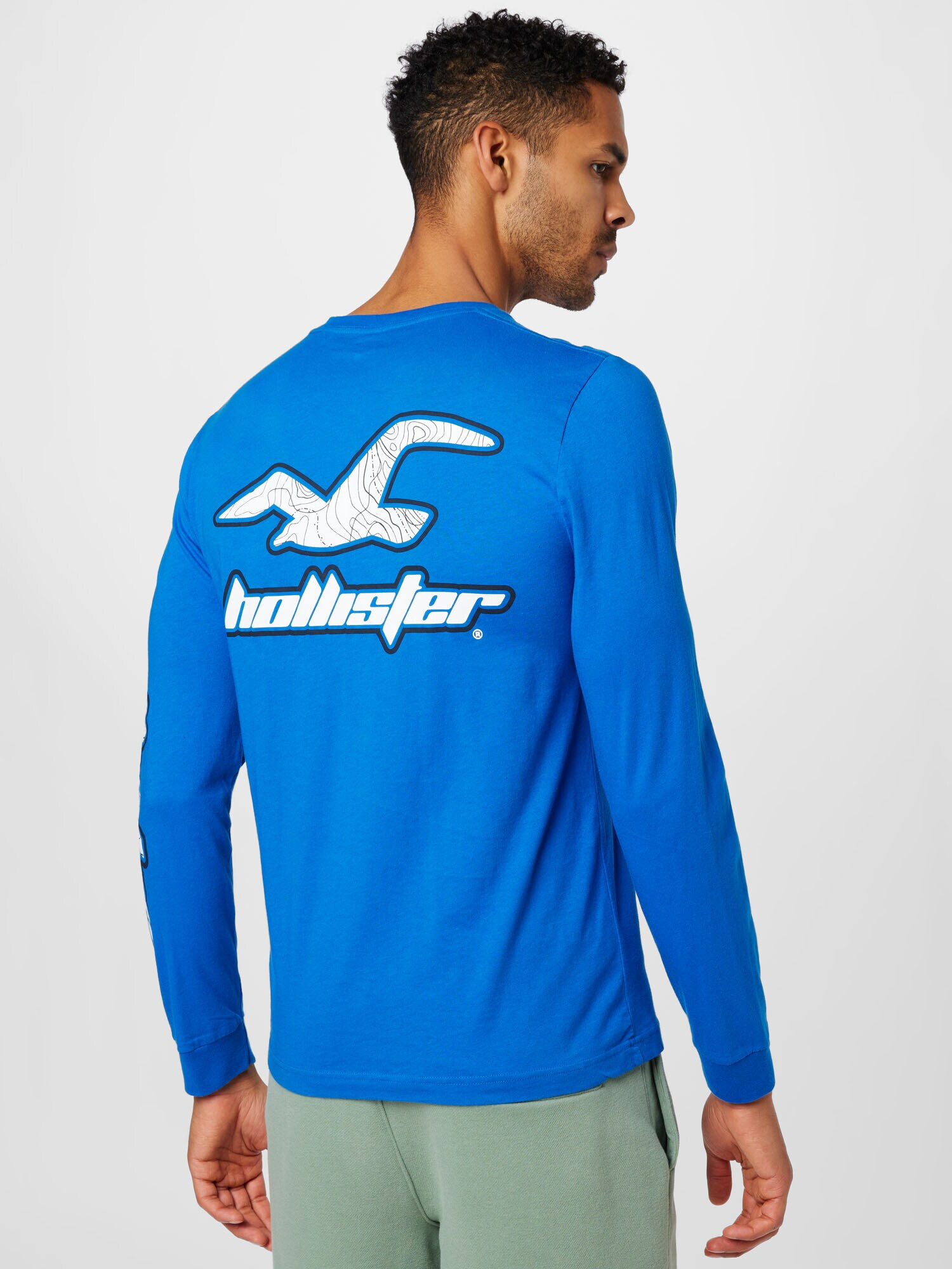 HOLLISTER Tricou albastru / bleumarin / alb - Pled.ro