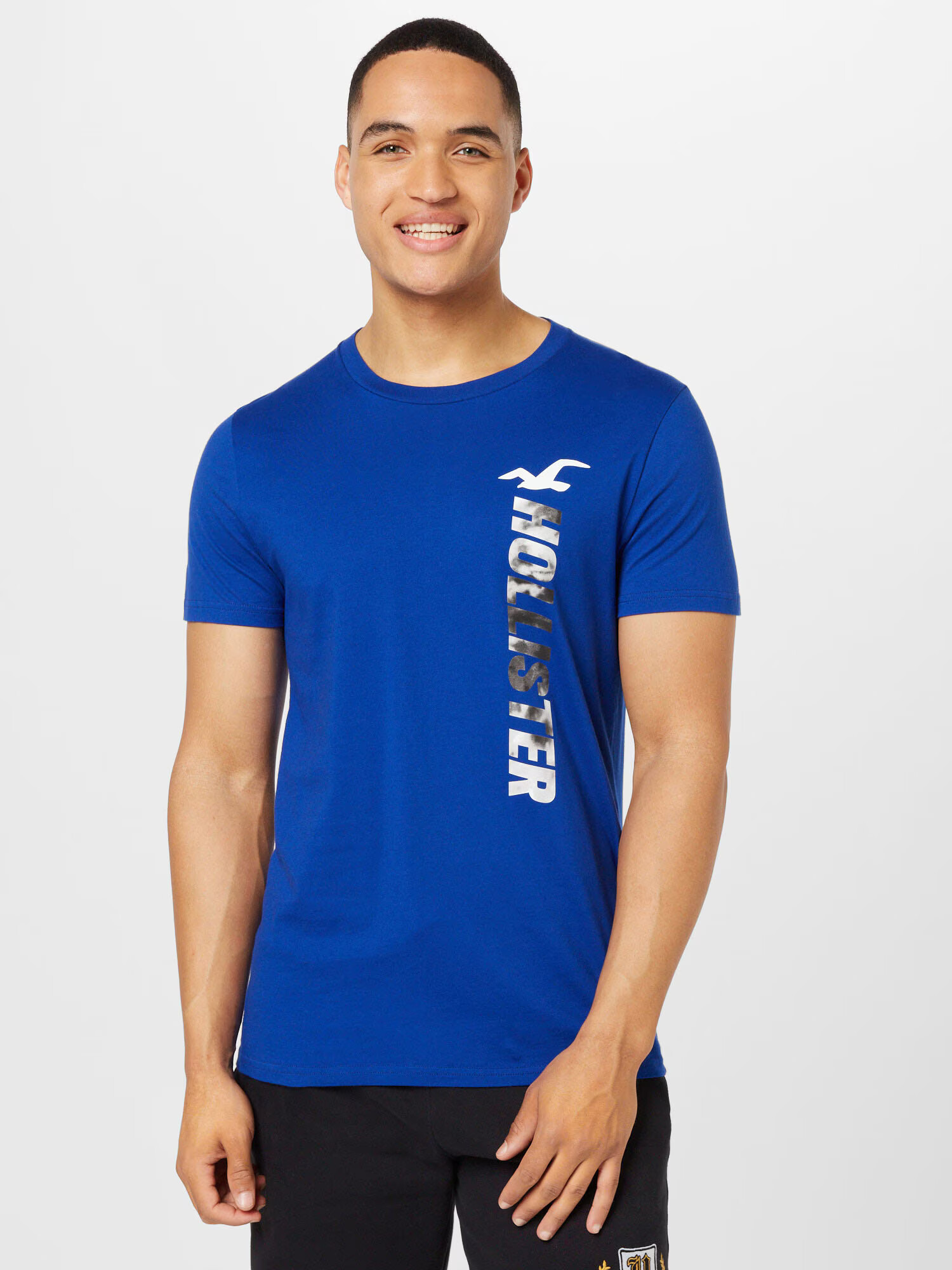 HOLLISTER Tricou albastru cobalt / negru / alb - Pled.ro