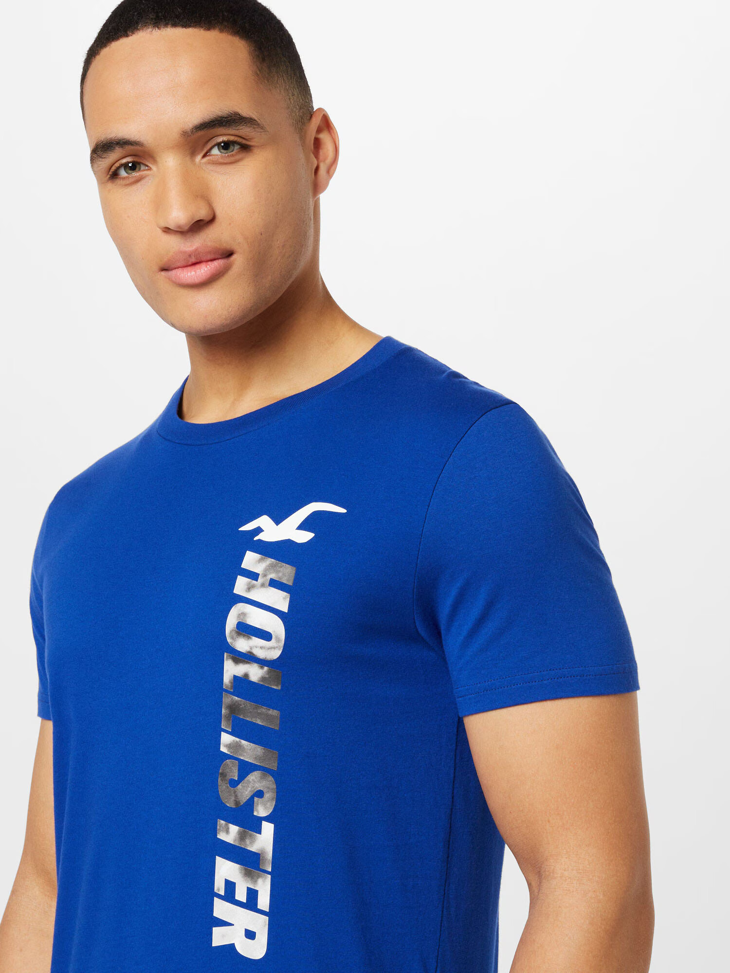 HOLLISTER Tricou albastru cobalt / negru / alb - Pled.ro