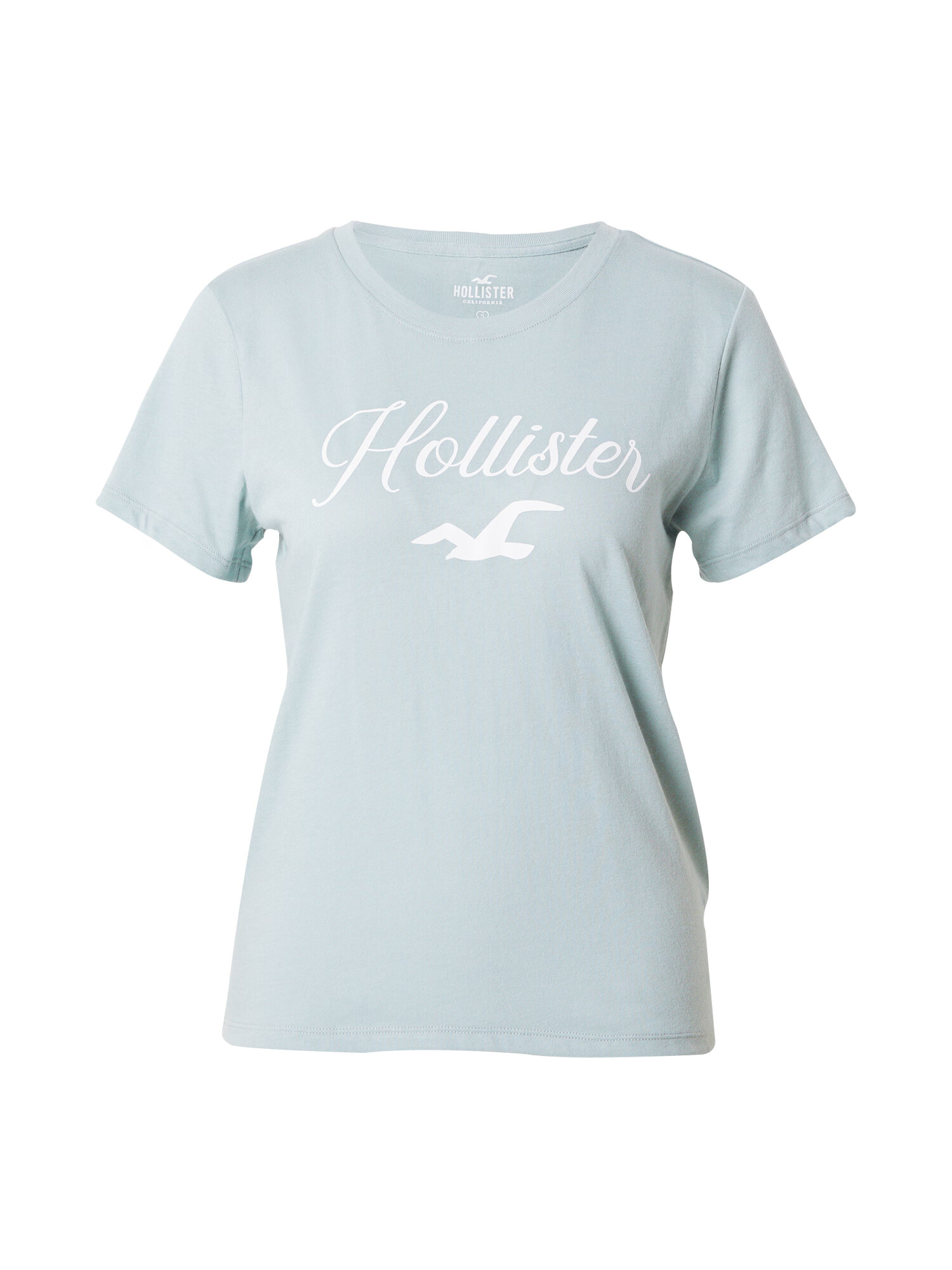 HOLLISTER Tricou albastru deschis / alb - Pled.ro