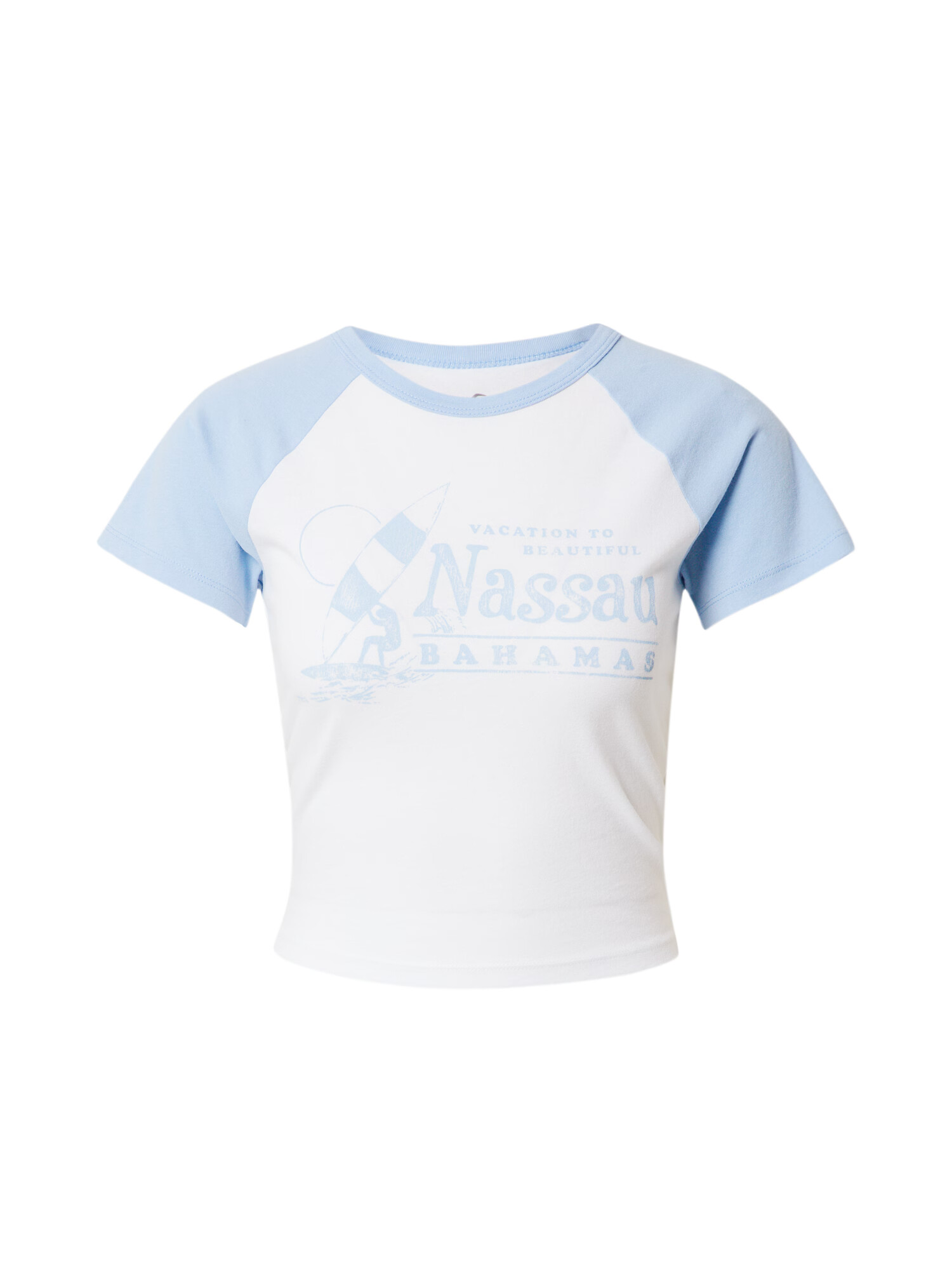 HOLLISTER Tricou albastru deschis / alb - Pled.ro