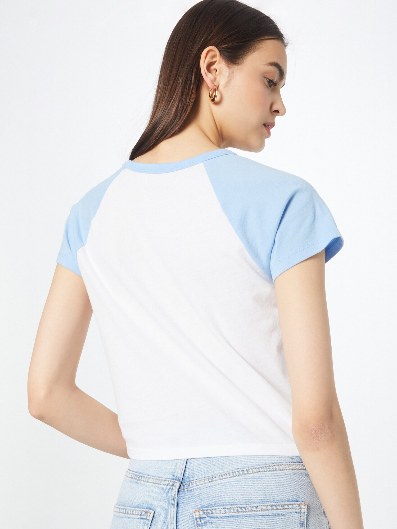 HOLLISTER Tricou albastru deschis / alb - Pled.ro