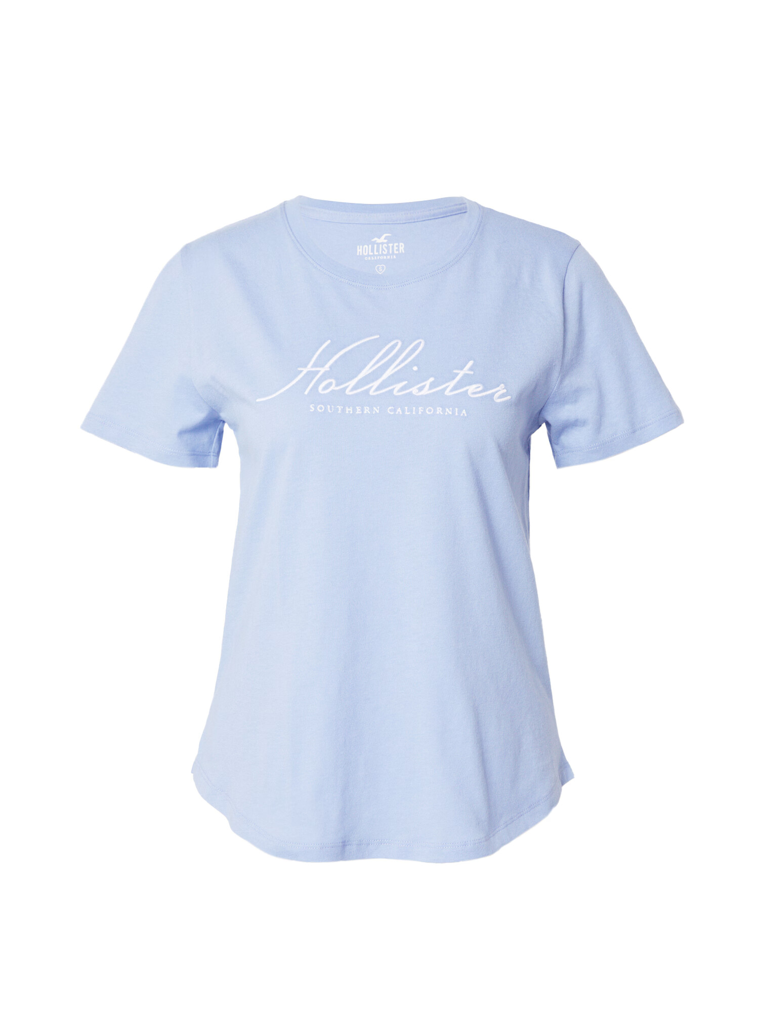 HOLLISTER Tricou albastru deschis / alb - Pled.ro