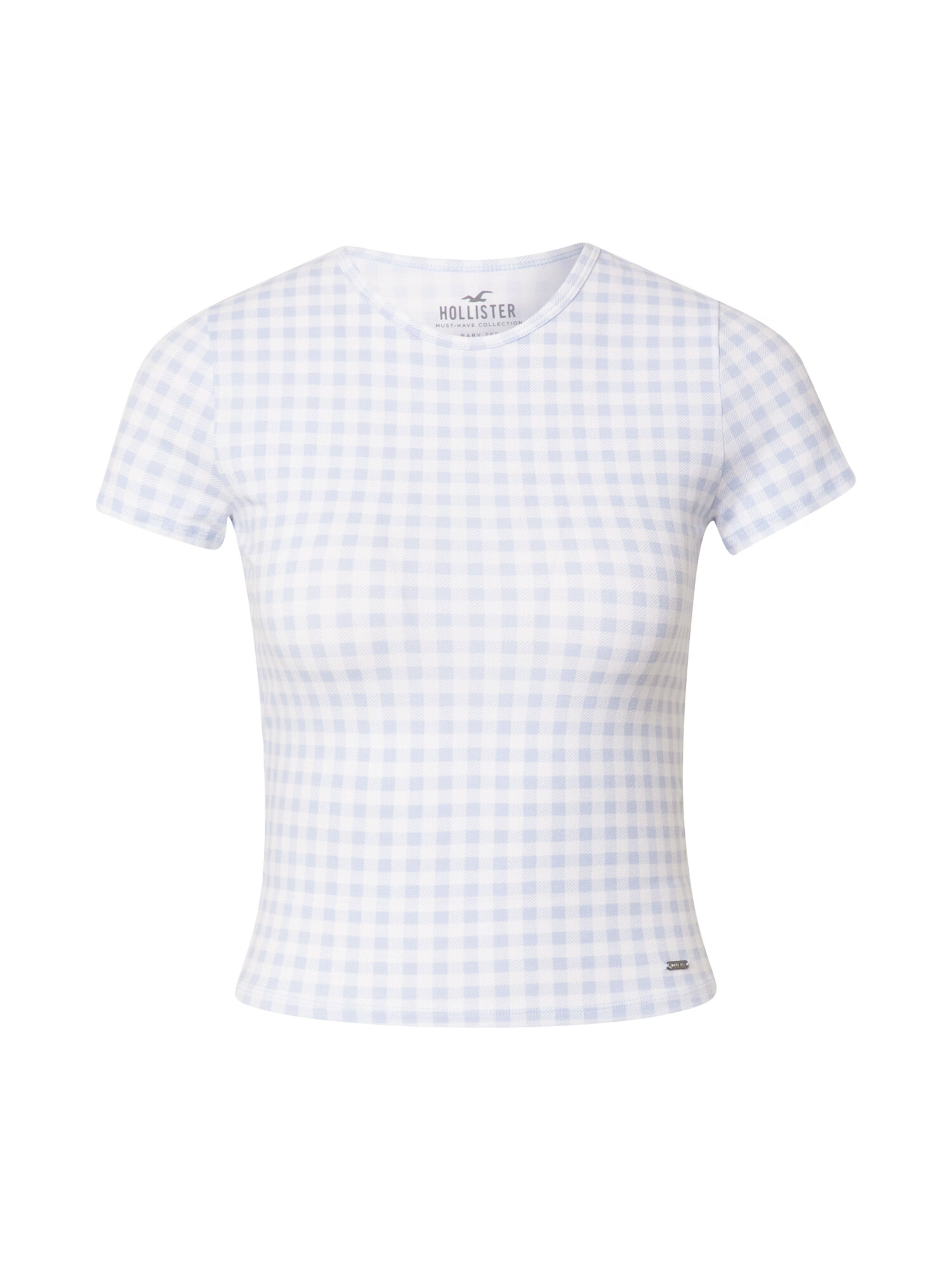 HOLLISTER Tricou albastru deschis / alb - Pled.ro