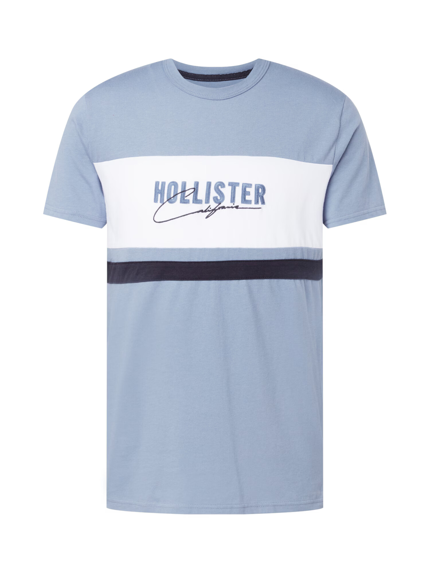 HOLLISTER Tricou albastru deschis / albastru închis / alb - Pled.ro