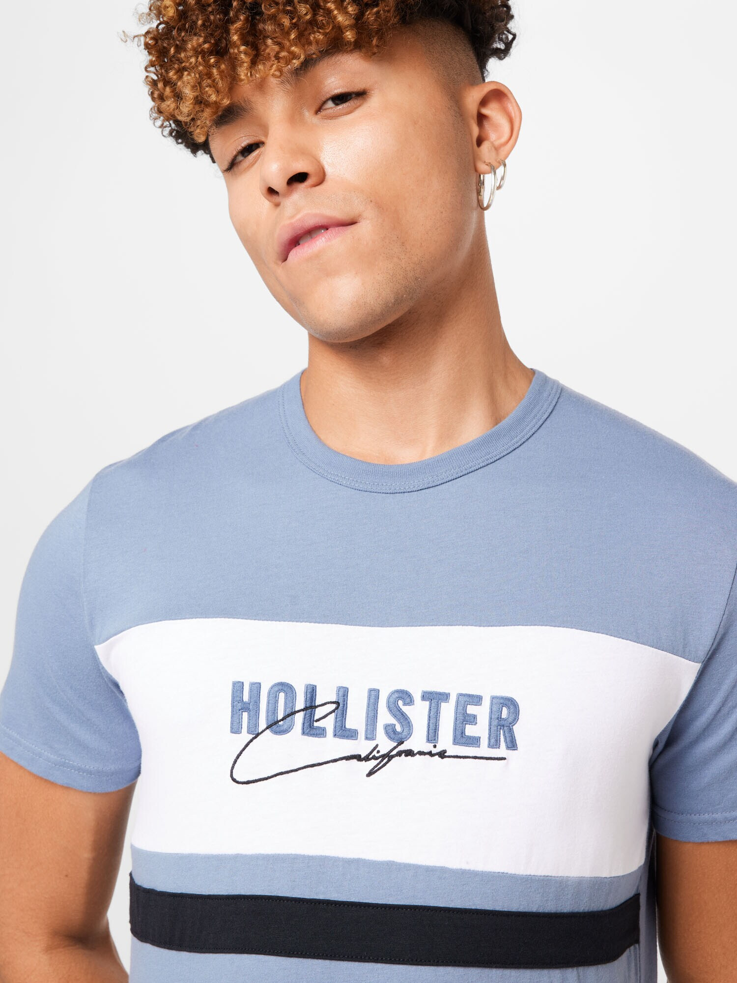 HOLLISTER Tricou albastru deschis / albastru închis / alb - Pled.ro