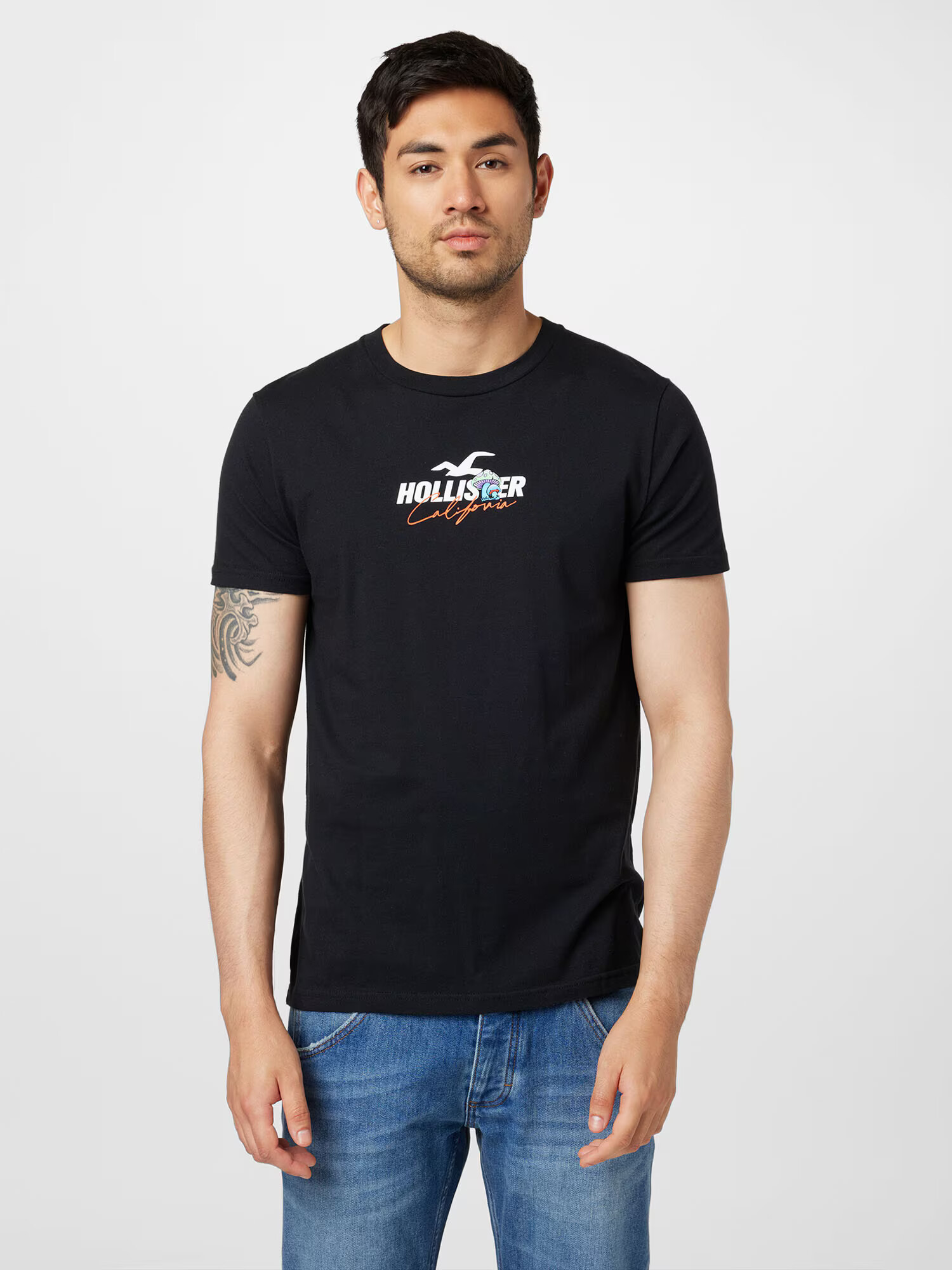 HOLLISTER Tricou albastru deschis / verde mentă / negru / alb - Pled.ro