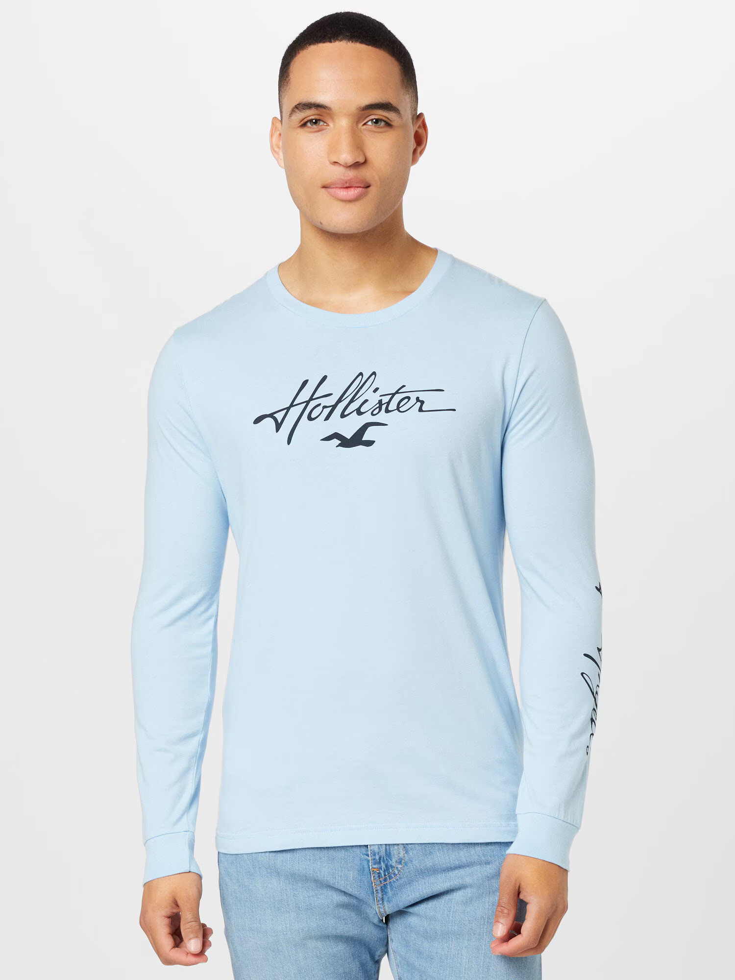 HOLLISTER Tricou albastru deschis / verde petrol - Pled.ro