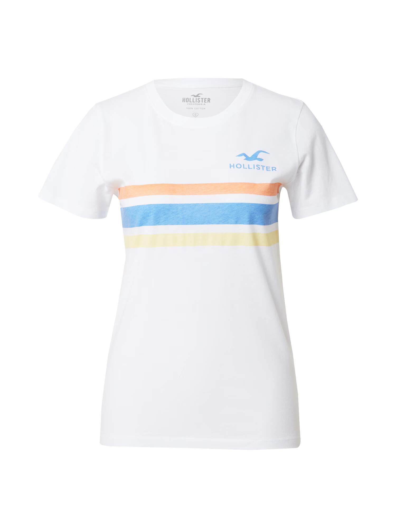 HOLLISTER Tricou albastru / galben deschis / portocaliu somon / alb - Pled.ro