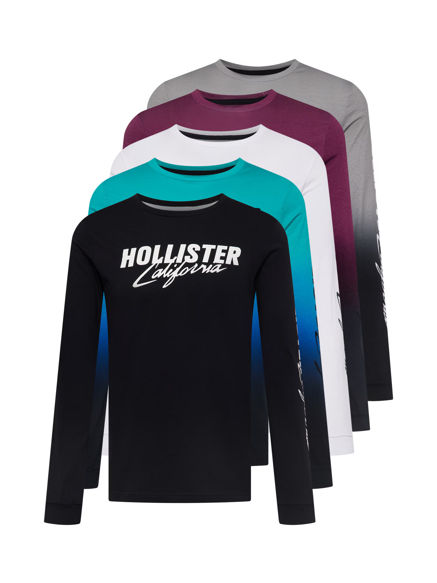 HOLLISTER Tricou albastru / gri / roșu bordeaux / negru / alb - Pled.ro