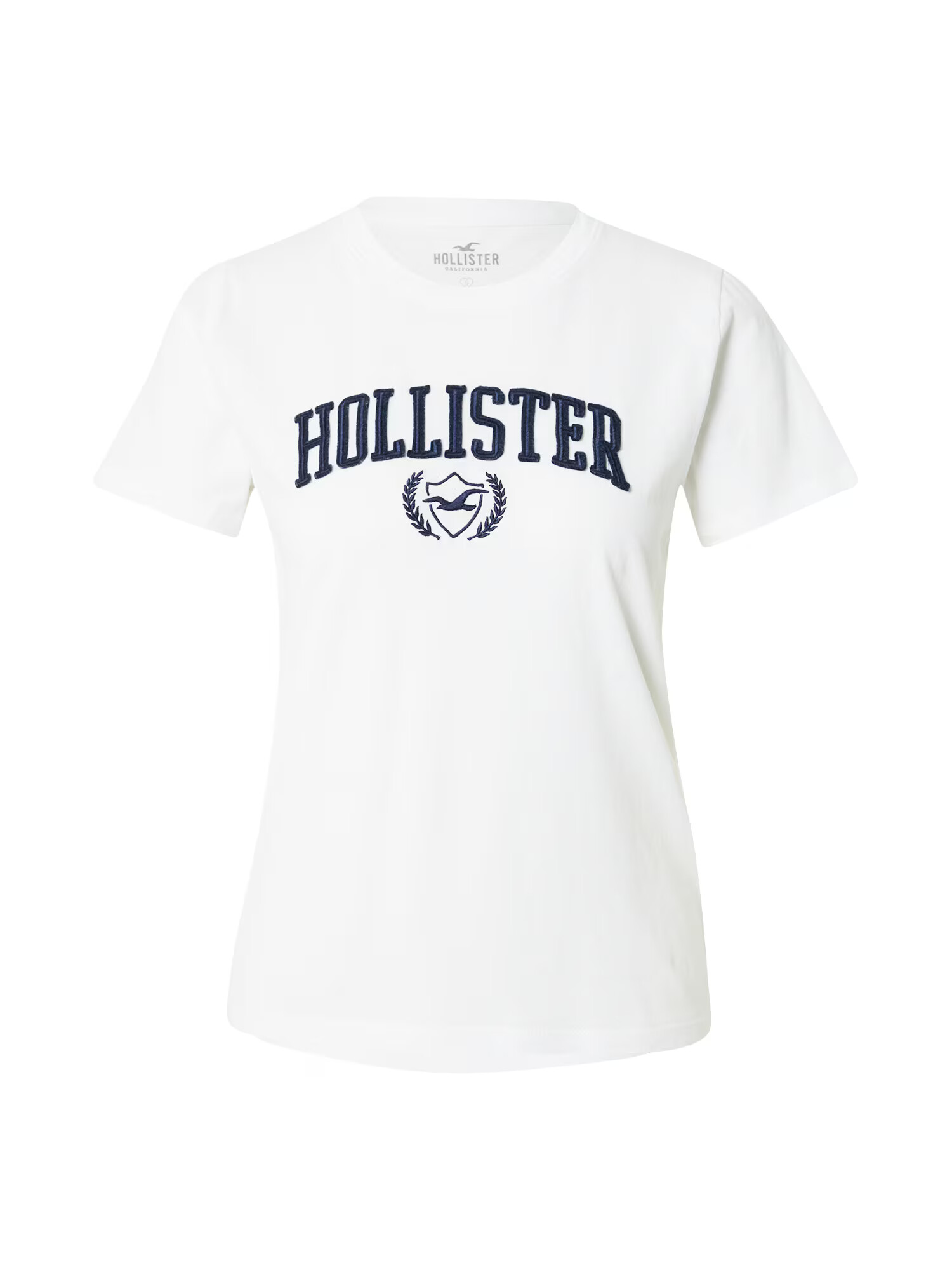 HOLLISTER Tricou albastru închis / alb - Pled.ro