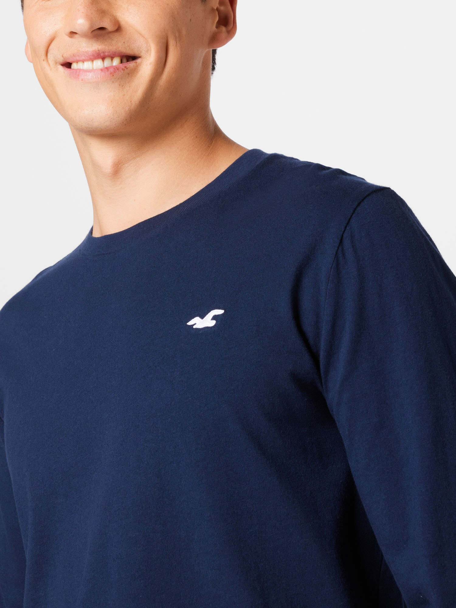 HOLLISTER Tricou albastru închis / alb - Pled.ro