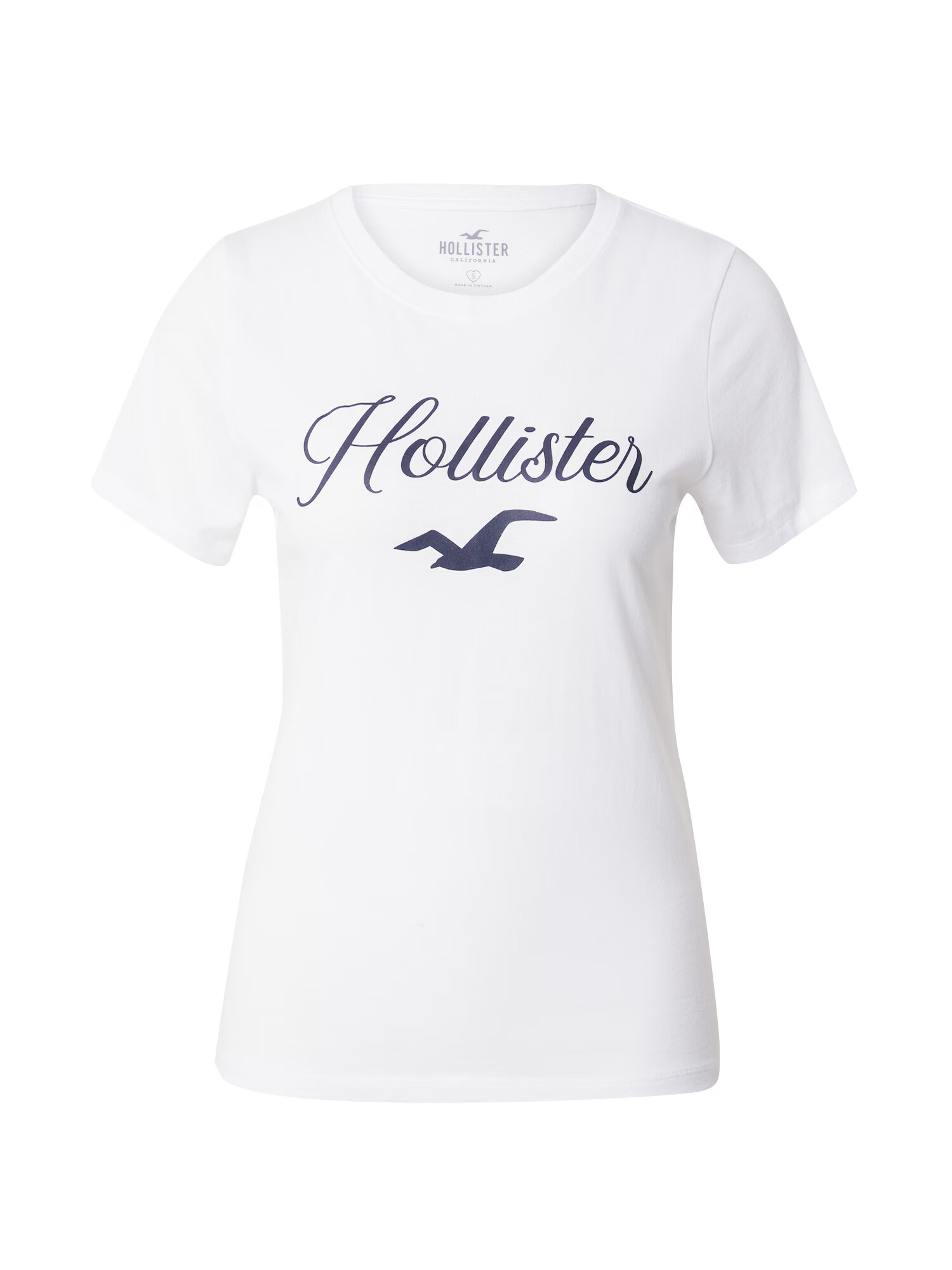 HOLLISTER Tricou albastru închis / alb - Pled.ro