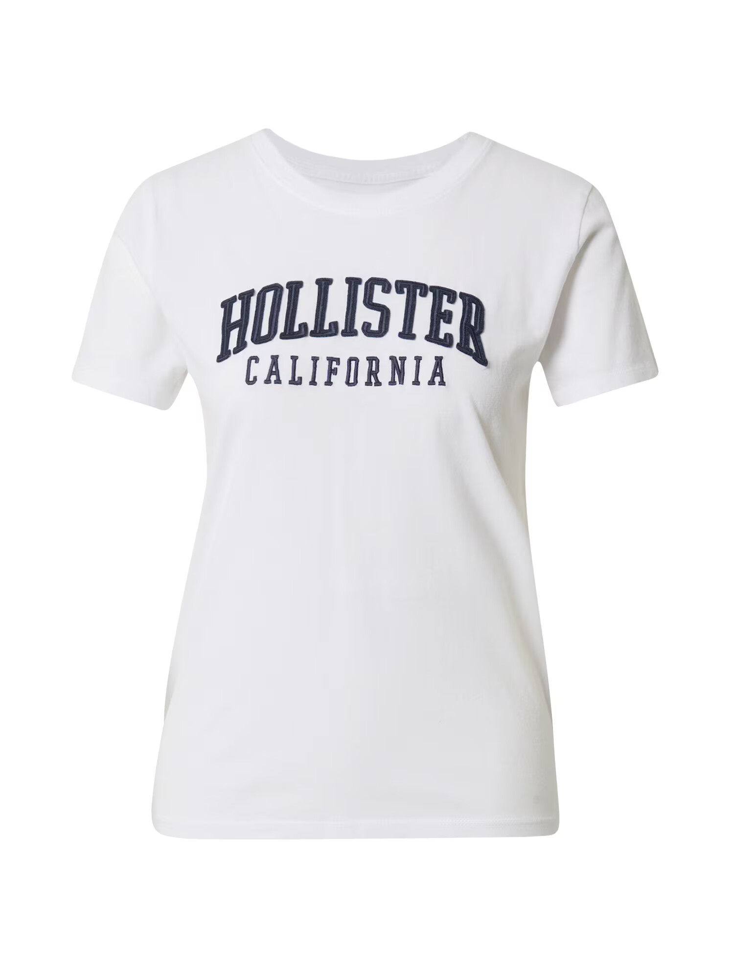 HOLLISTER Tricou albastru marin / alb - Pled.ro