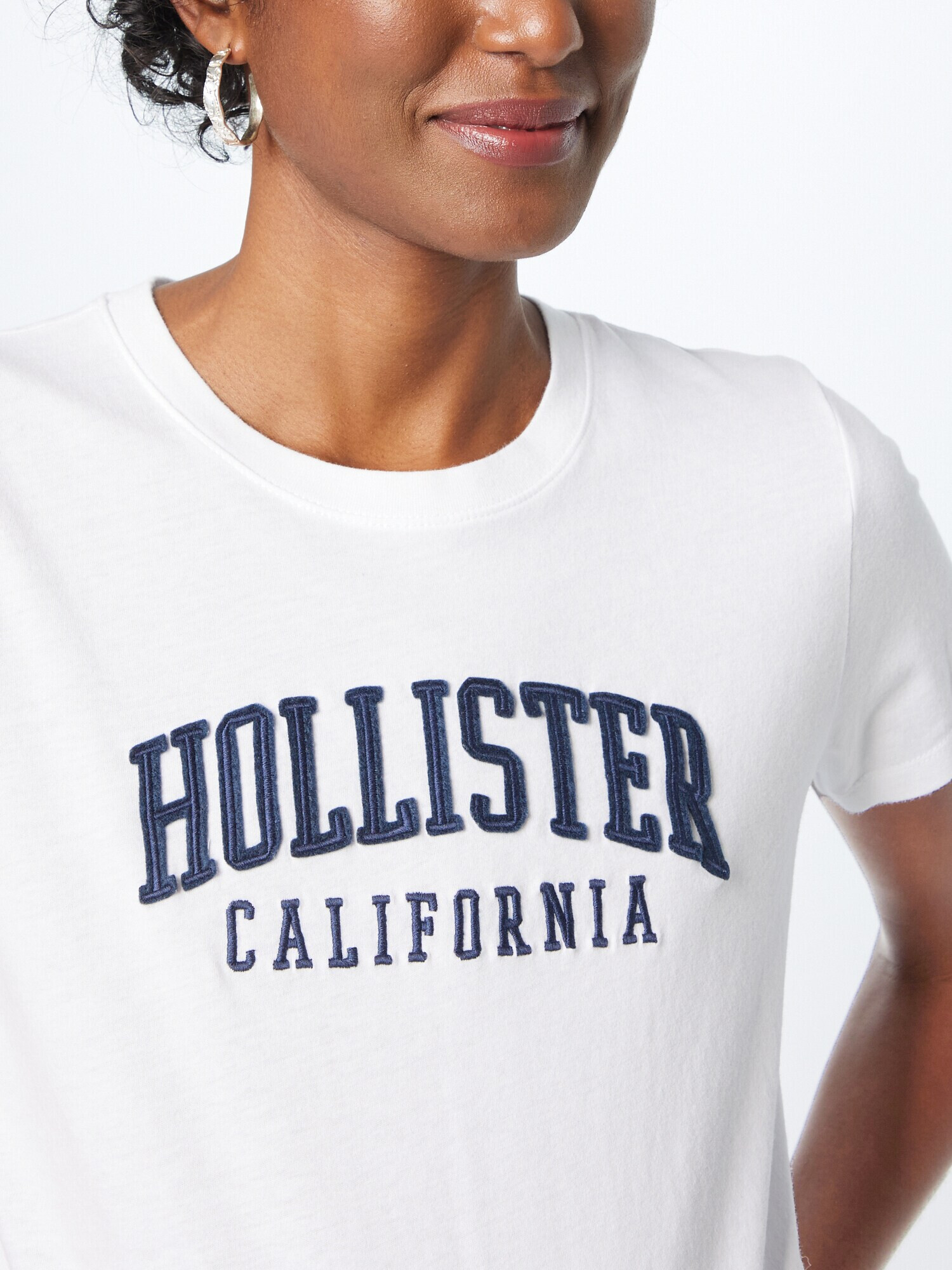 HOLLISTER Tricou albastru marin / alb - Pled.ro