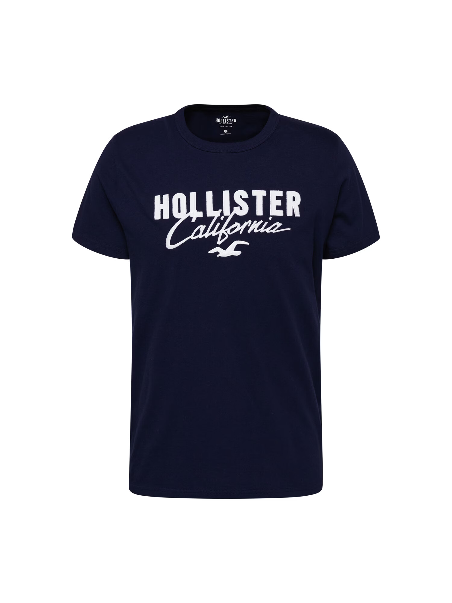 HOLLISTER Tricou albastru marin / alb - Pled.ro