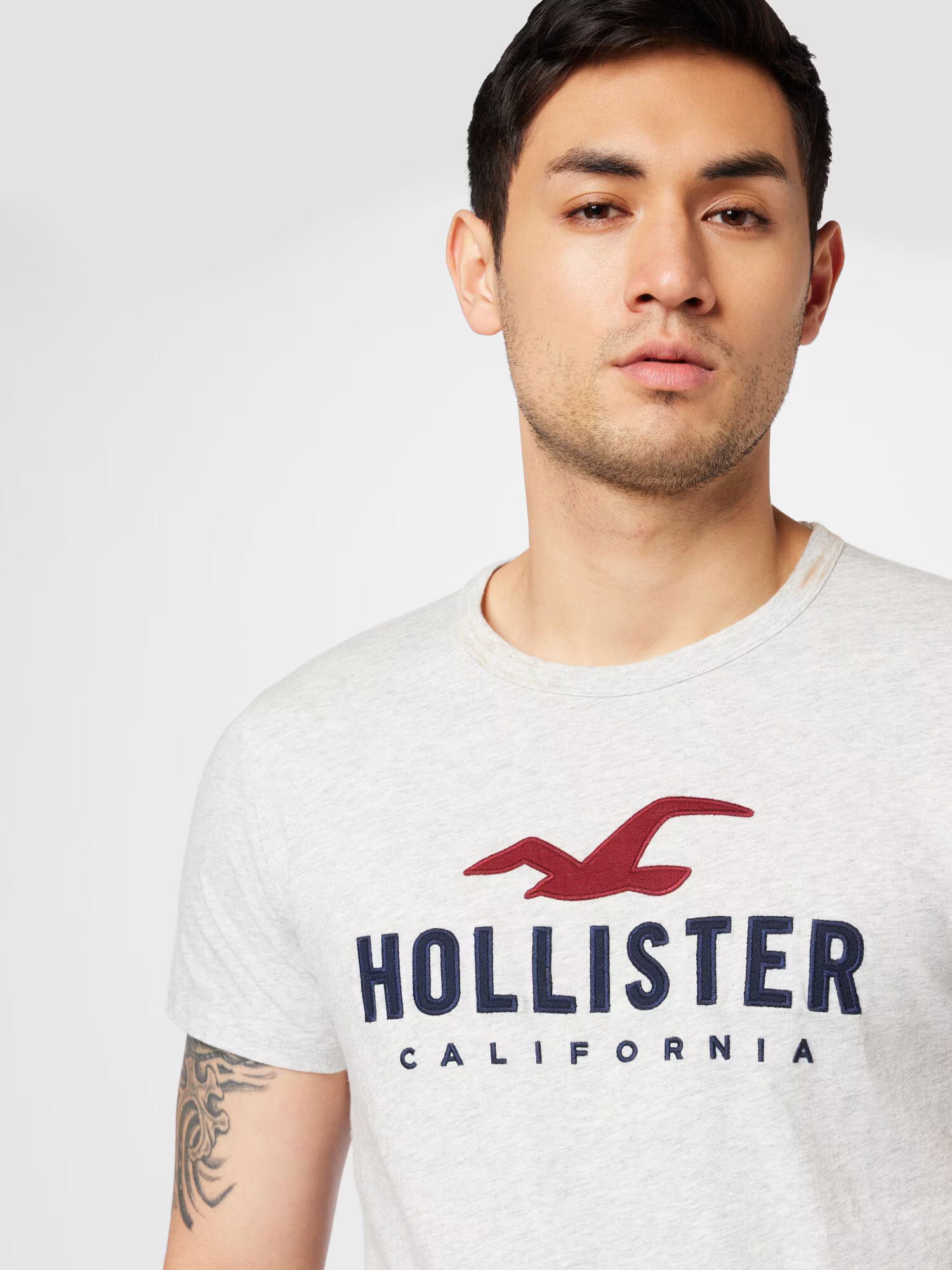 HOLLISTER Tricou albastru marin / gri amestecat / roșu burgundy - Pled.ro