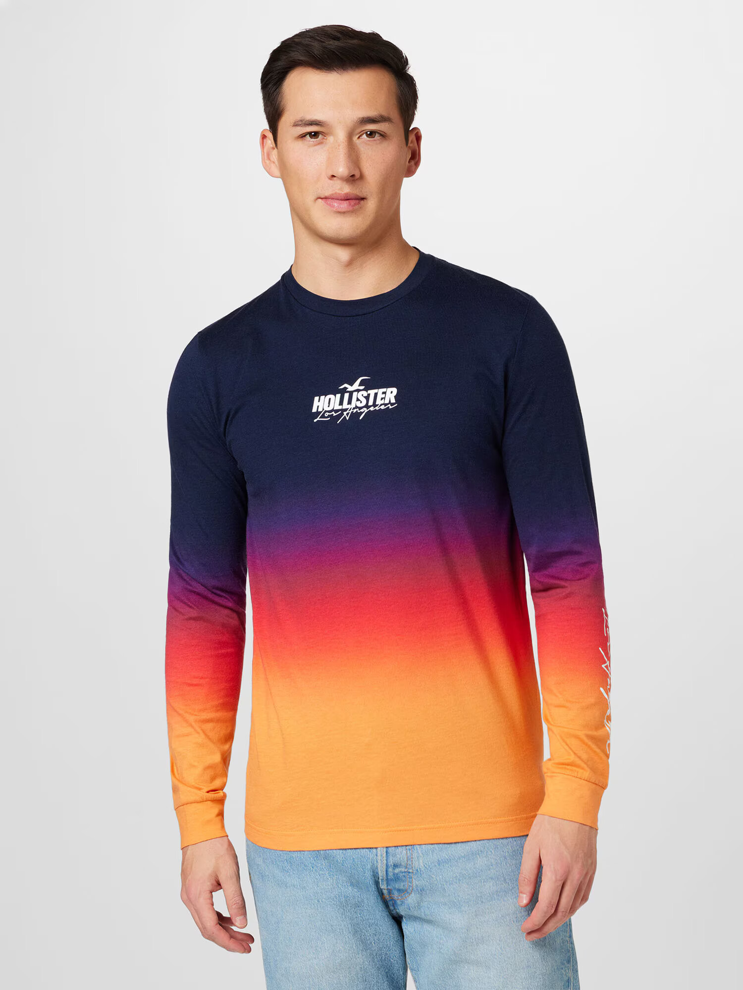 HOLLISTER Tricou albastru marin / portocaliu / roși aprins / alb - Pled.ro