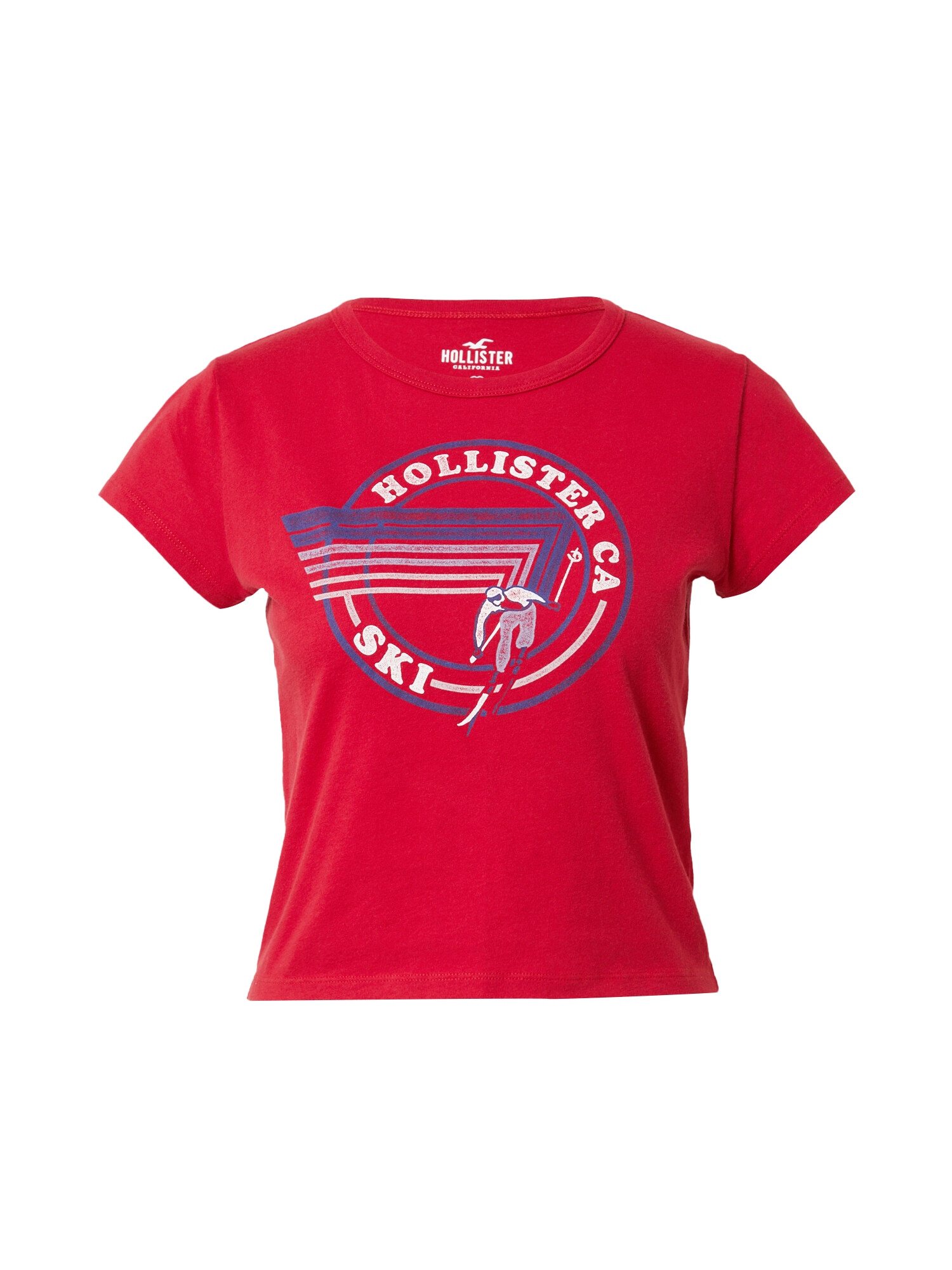 HOLLISTER Tricou albastru marin / roșu / alb - Pled.ro