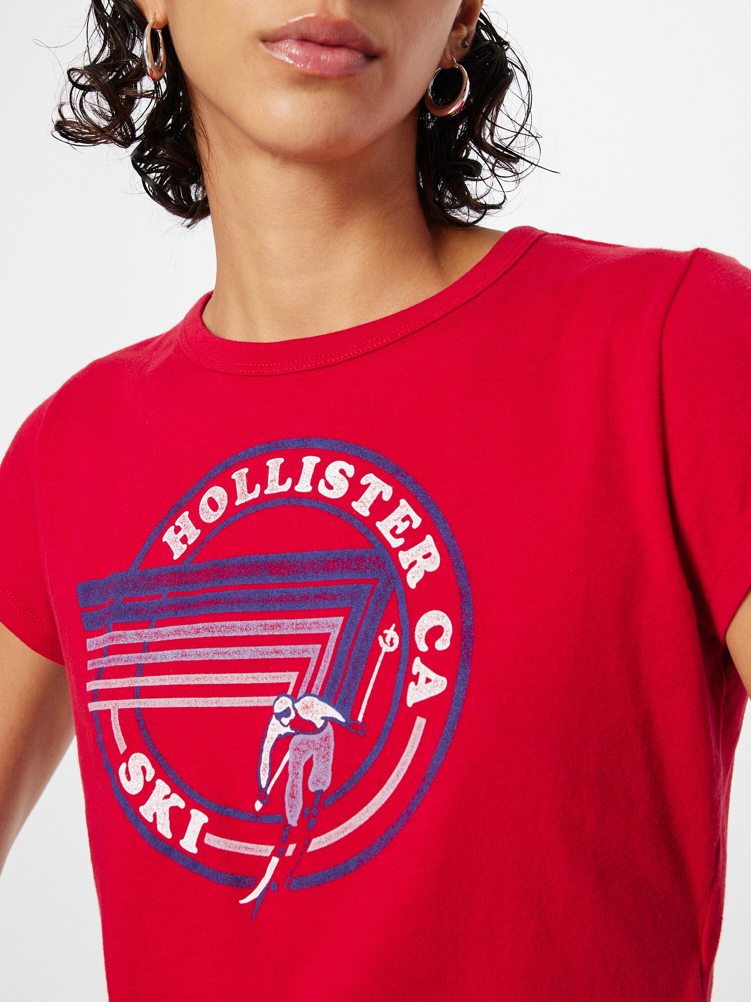 HOLLISTER Tricou albastru marin / roșu / alb - Pled.ro