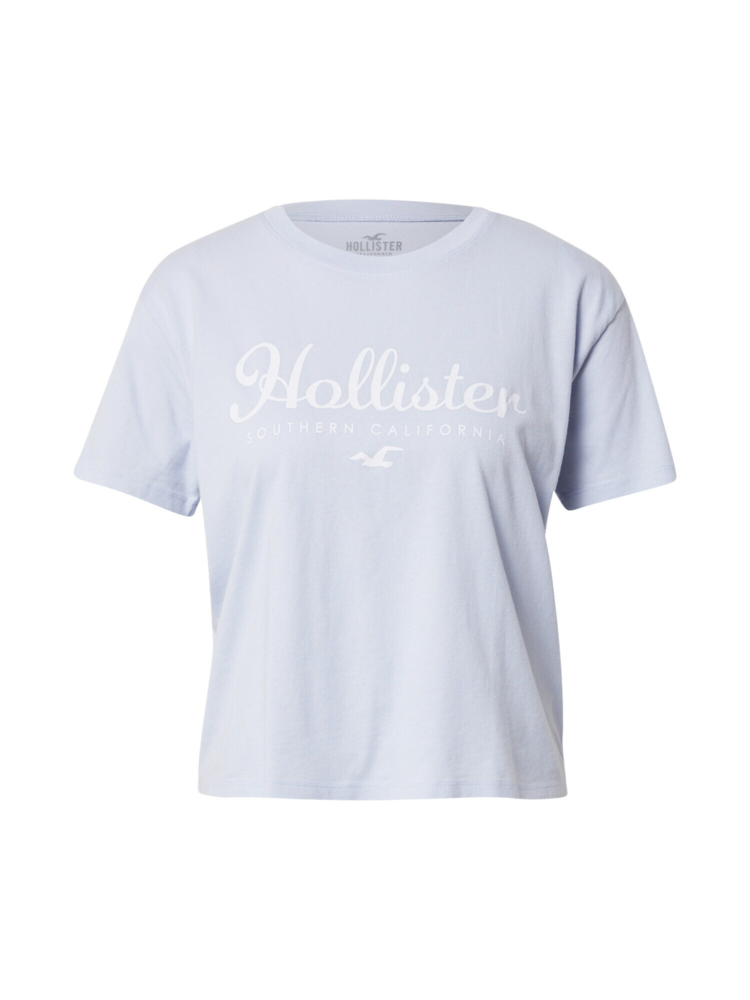 HOLLISTER Tricou albastru pastel / alb - Pled.ro