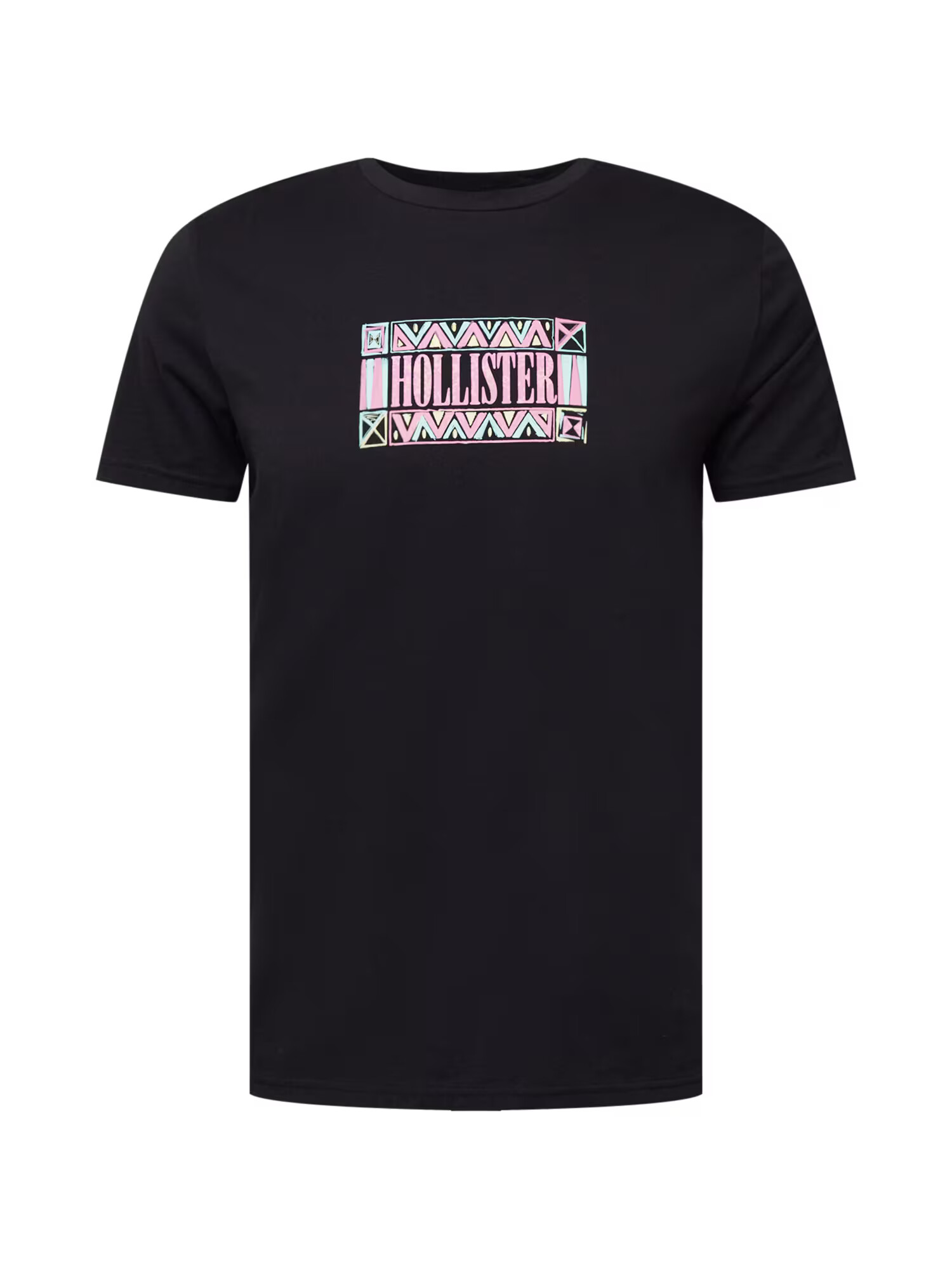 HOLLISTER Tricou albastru pastel / galben pastel / roz deschis / negru - Pled.ro