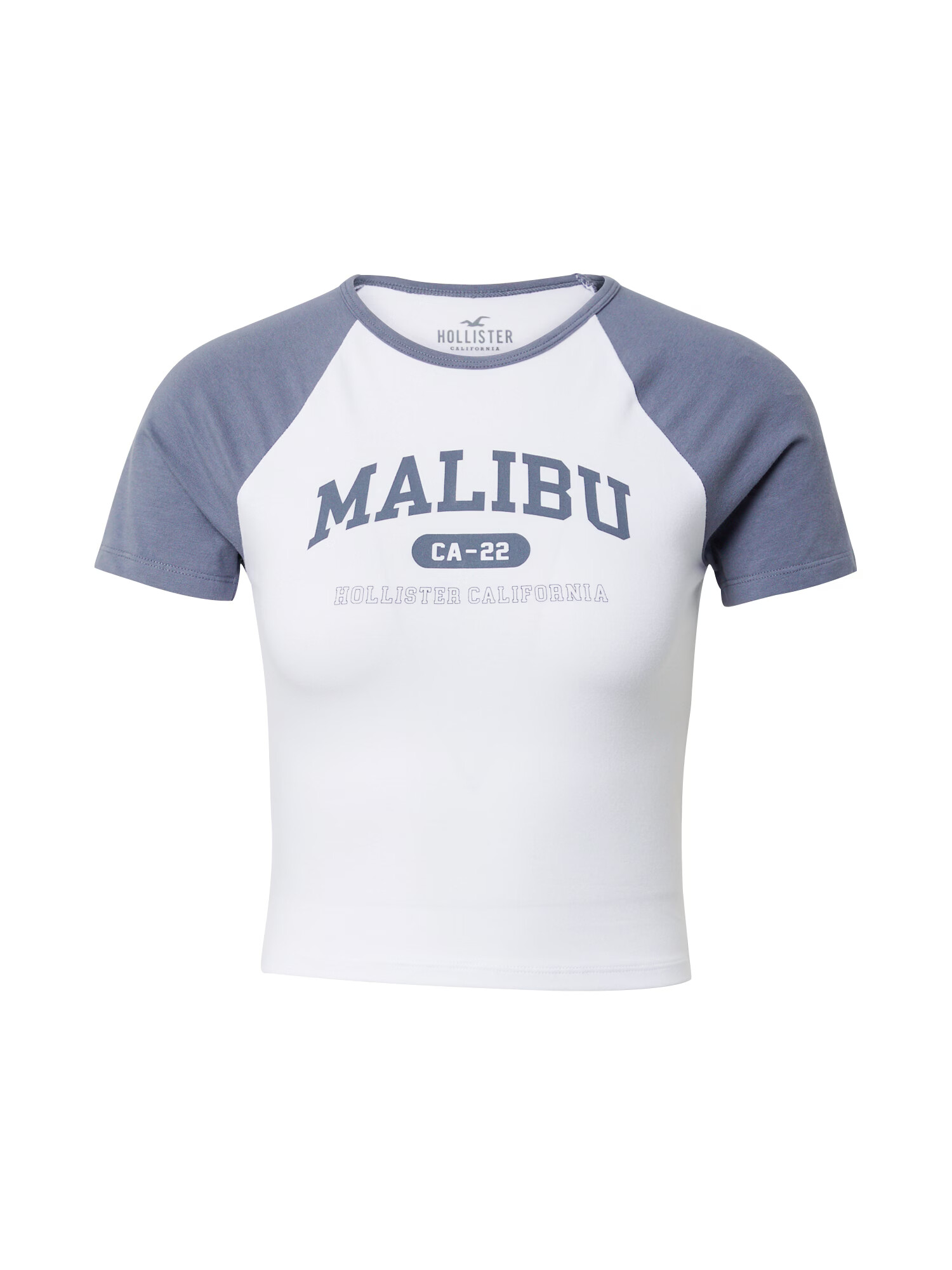 HOLLISTER Tricou albastru porumbel / alb - Pled.ro