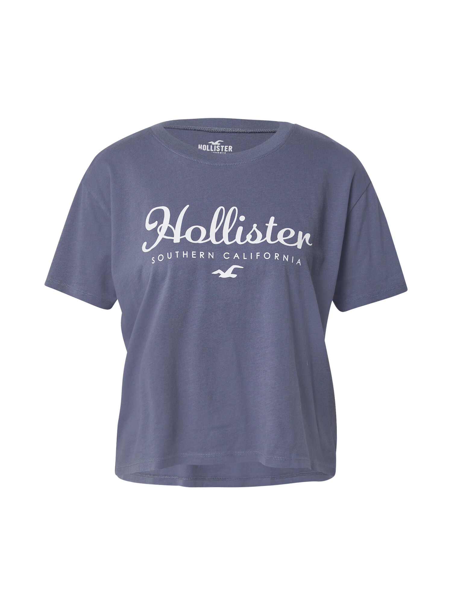 HOLLISTER Tricou albastru porumbel / alb - Pled.ro