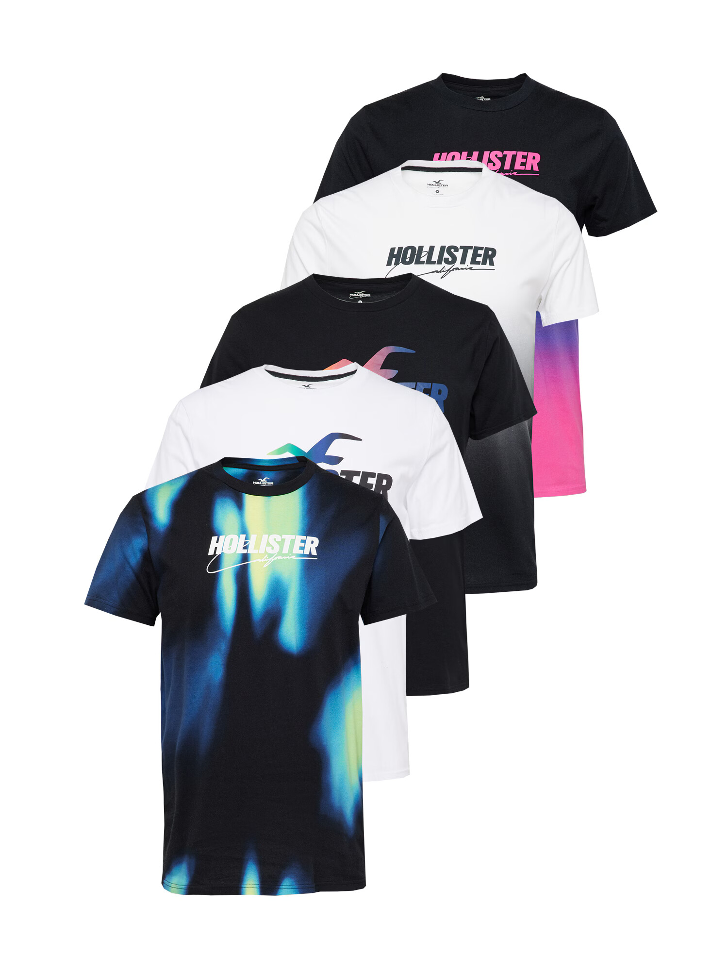 HOLLISTER Tricou albastru violet / fucsia / negru / alb - Pled.ro