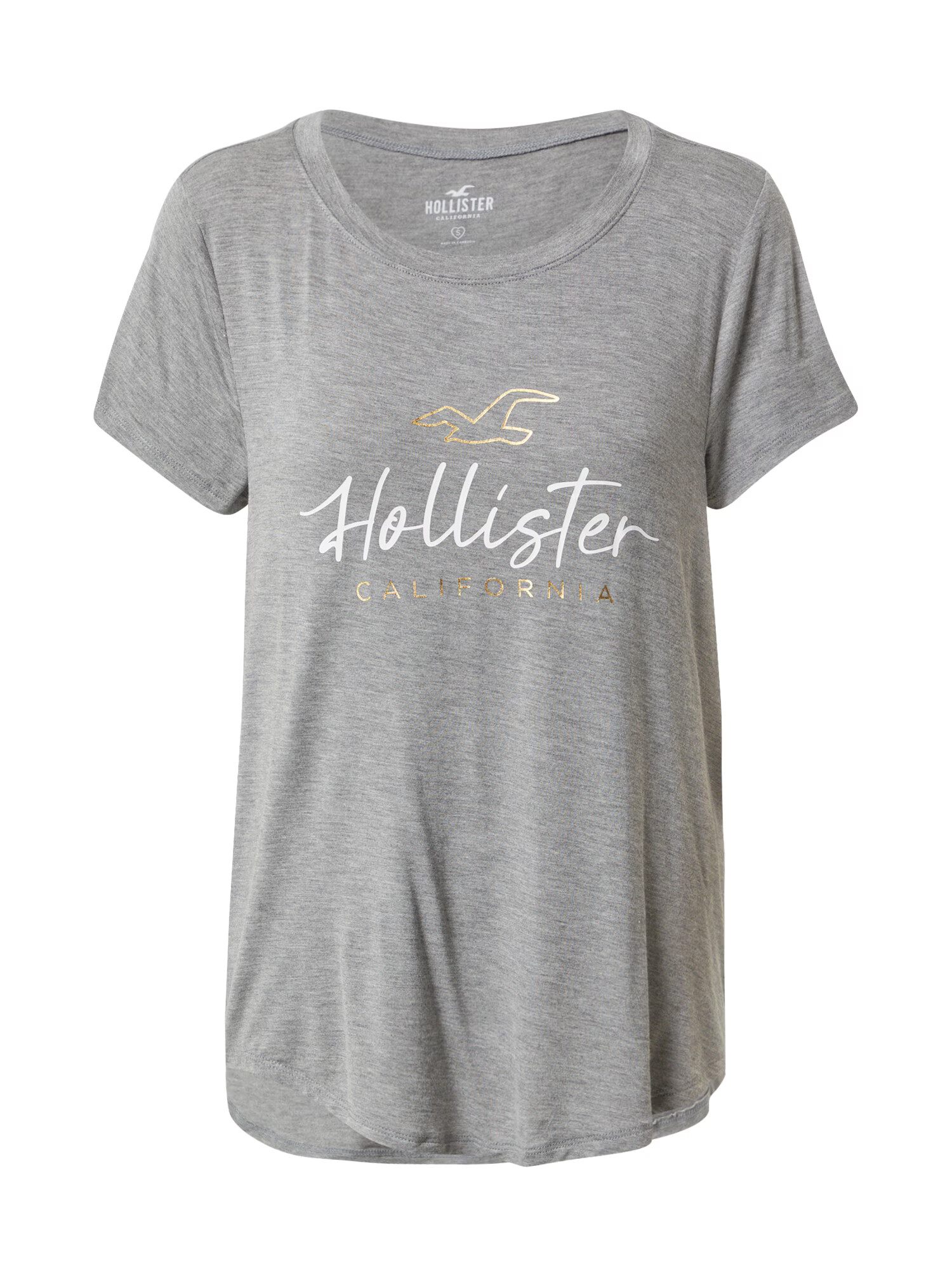 HOLLISTER Tricou auriu / gri amestecat / alb - Pled.ro