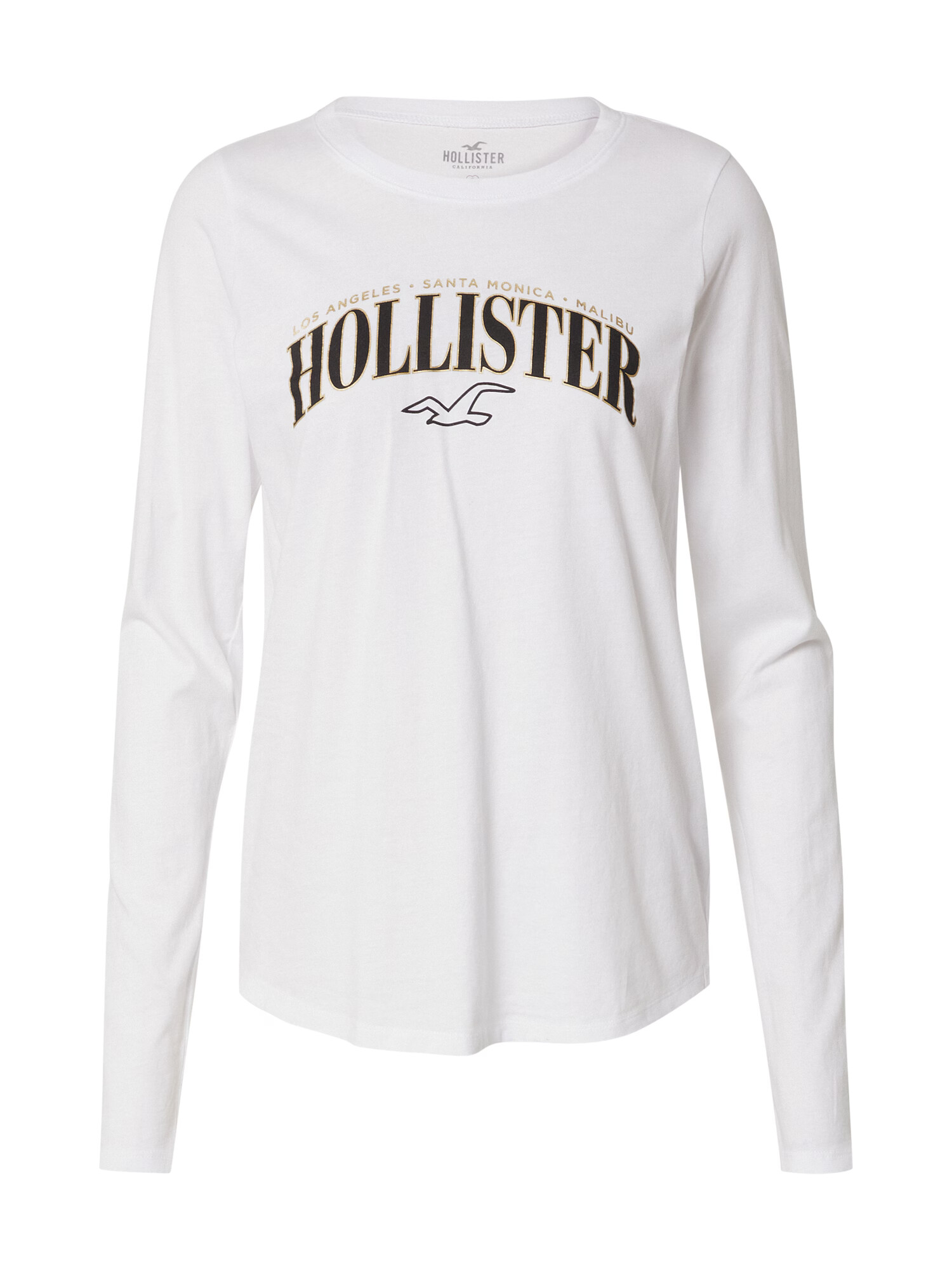 HOLLISTER Tricou auriu / negru / alb - Pled.ro