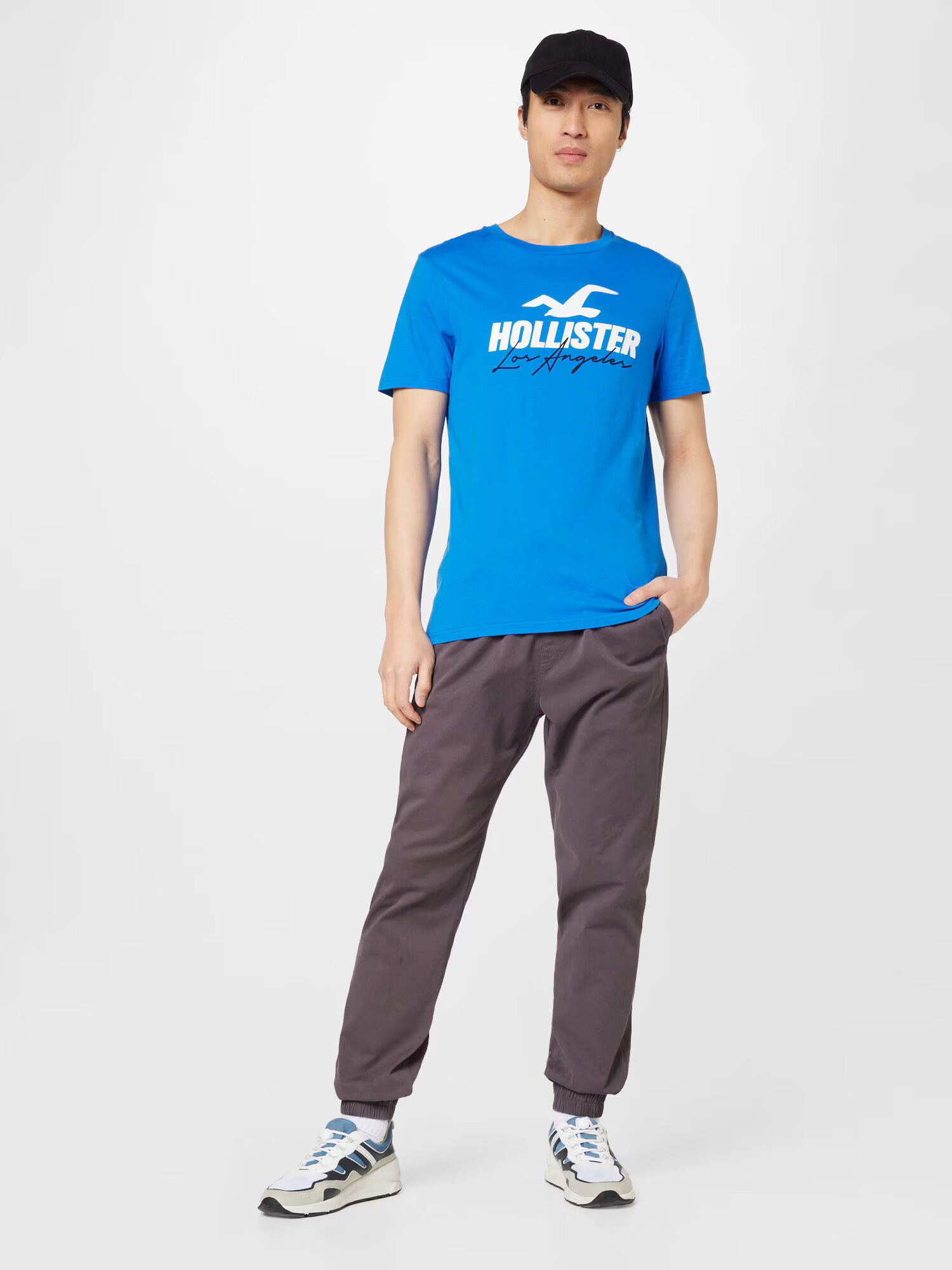 HOLLISTER Tricou azuriu / alb - Pled.ro