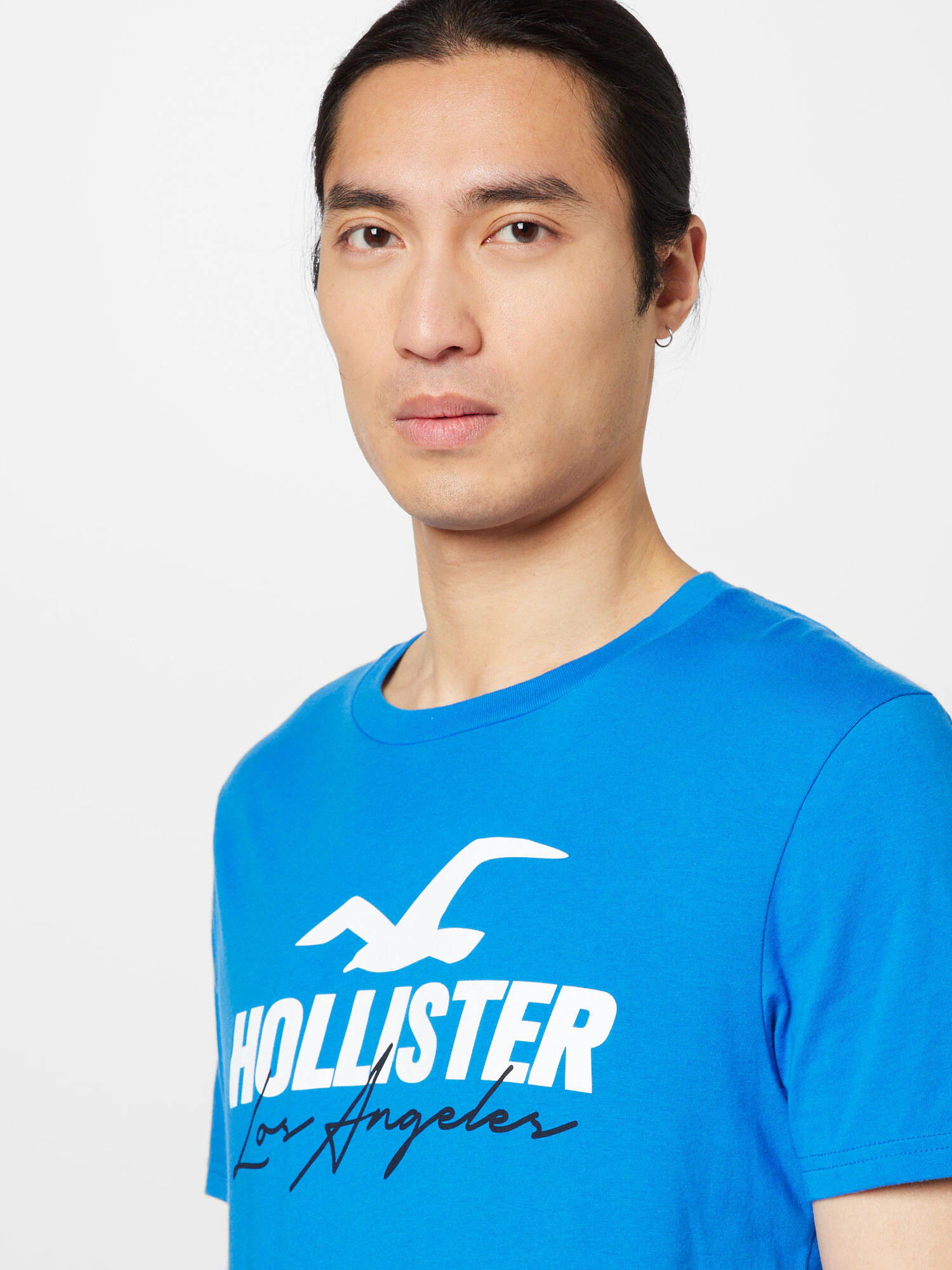 HOLLISTER Tricou azuriu / alb - Pled.ro