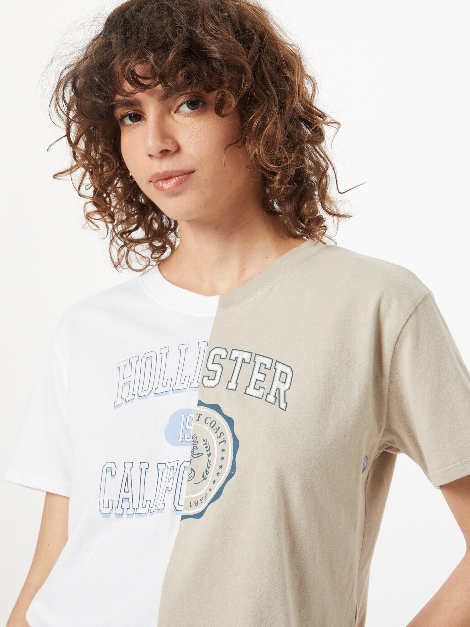 HOLLISTER Tricou bej / albastru gențiană / albastru deschis / alb - Pled.ro