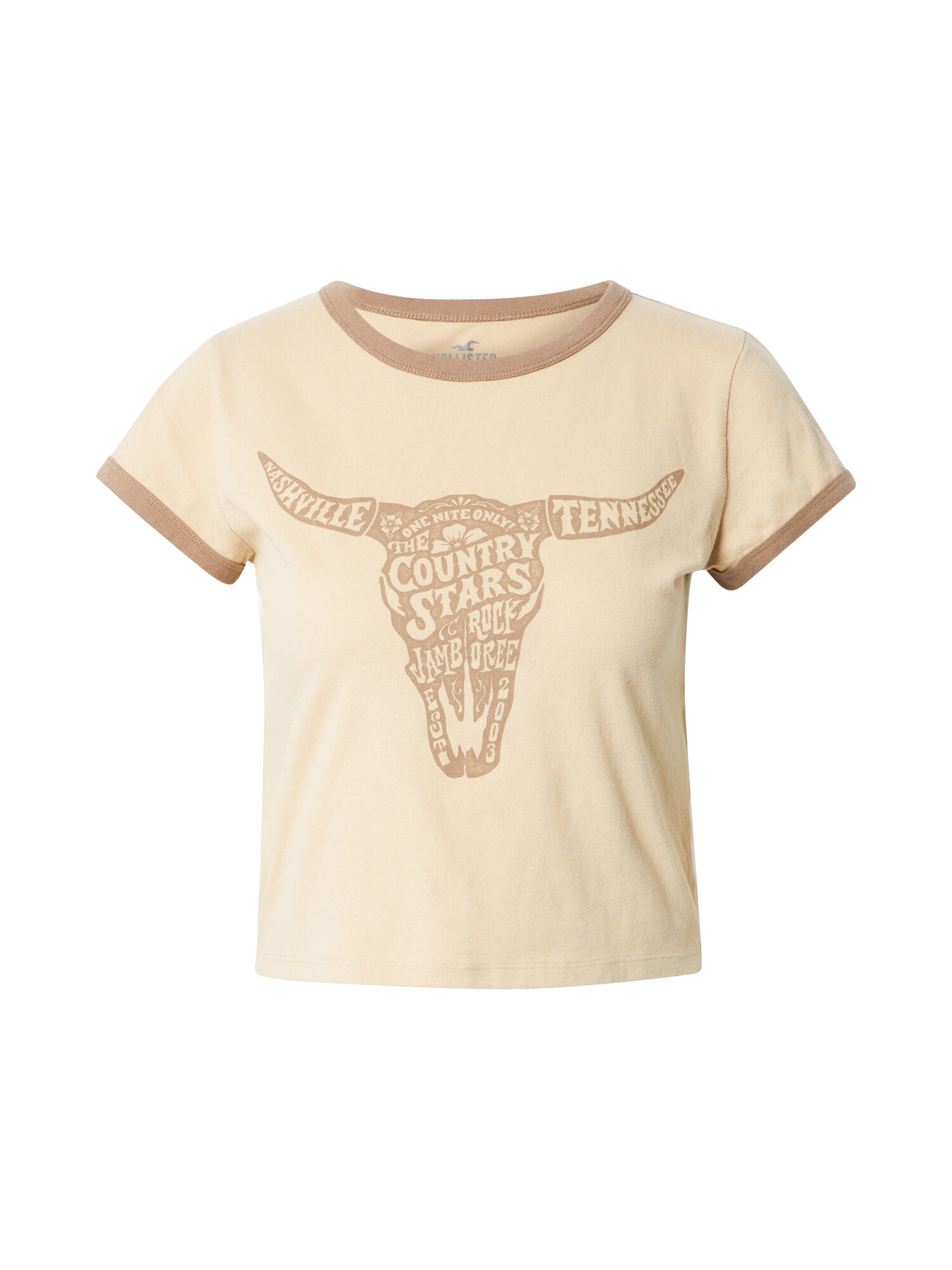 HOLLISTER Tricou bej / maro - Pled.ro