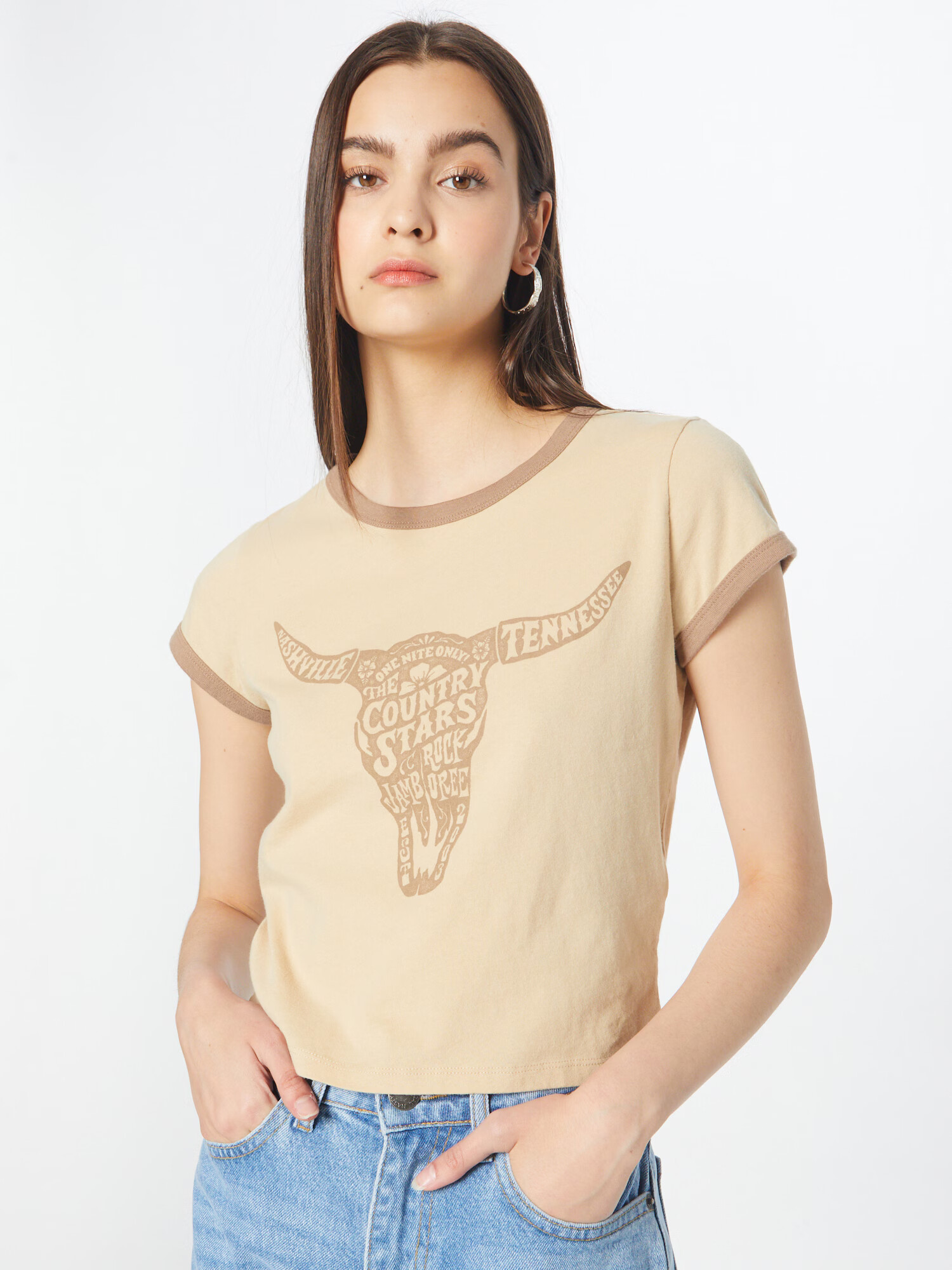 HOLLISTER Tricou bej / maro - Pled.ro