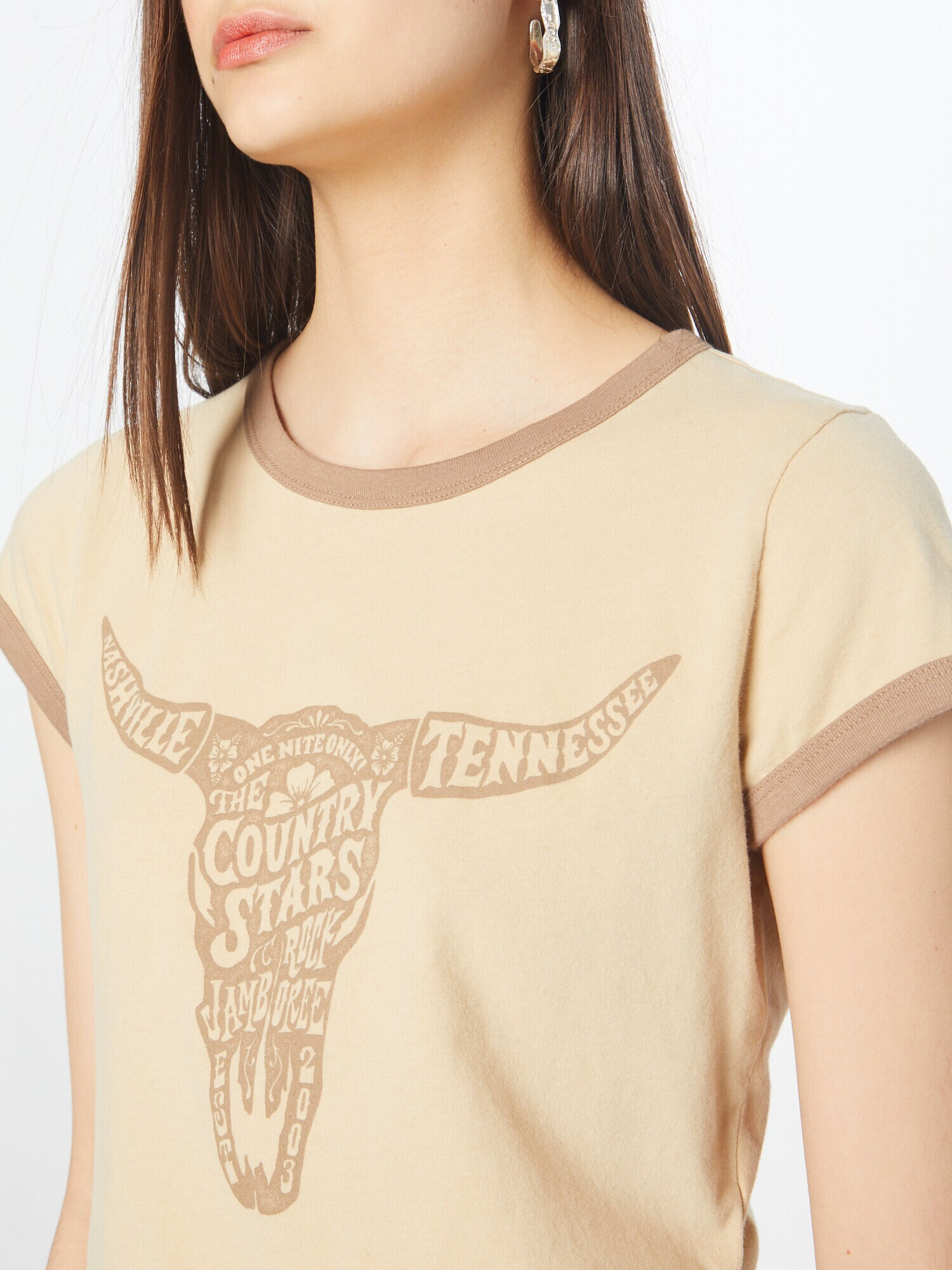 HOLLISTER Tricou bej / maro - Pled.ro