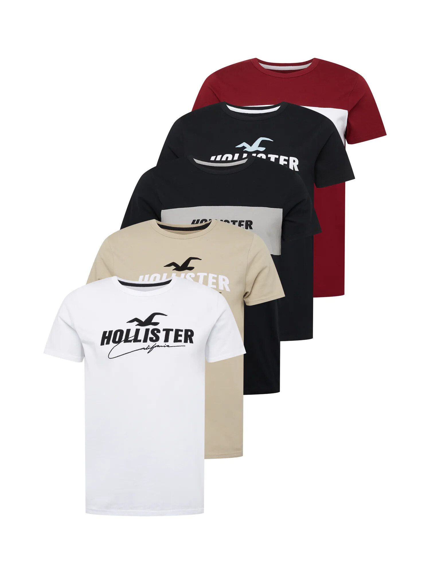 HOLLISTER Tricou bej / roșu / negru / alb - Pled.ro