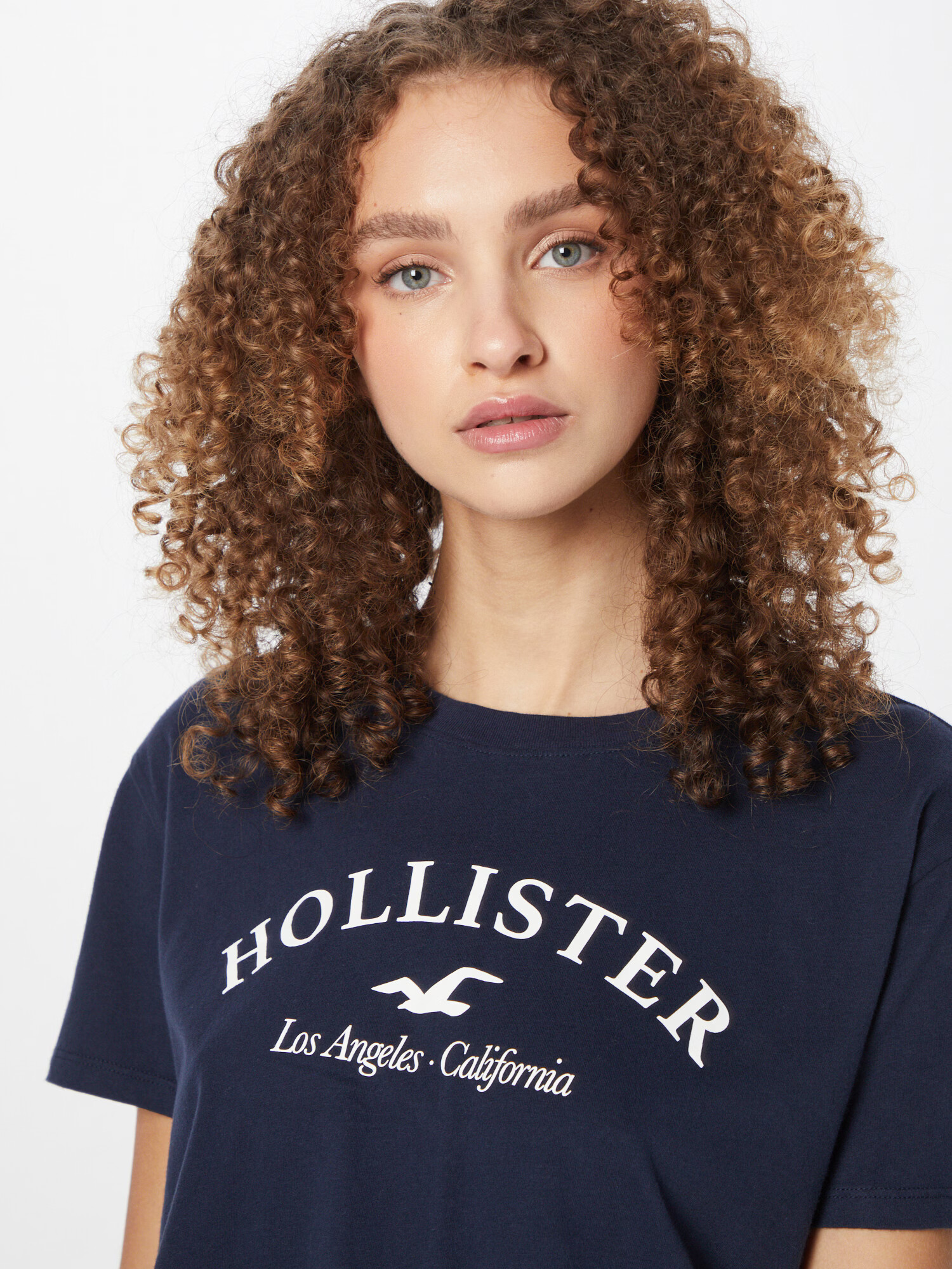 HOLLISTER Tricou bleumarin / alb - Pled.ro