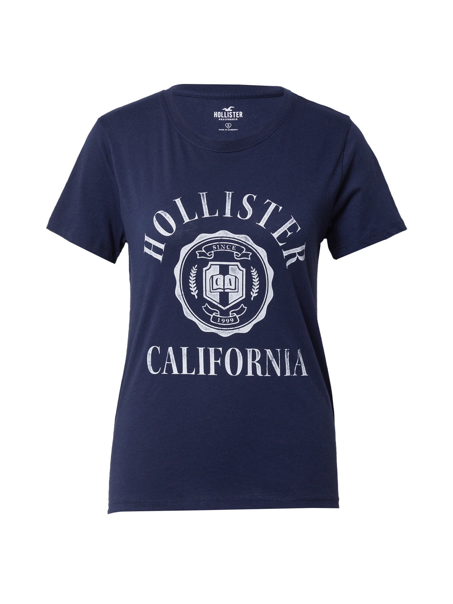 HOLLISTER Tricou bleumarin / alb - Pled.ro