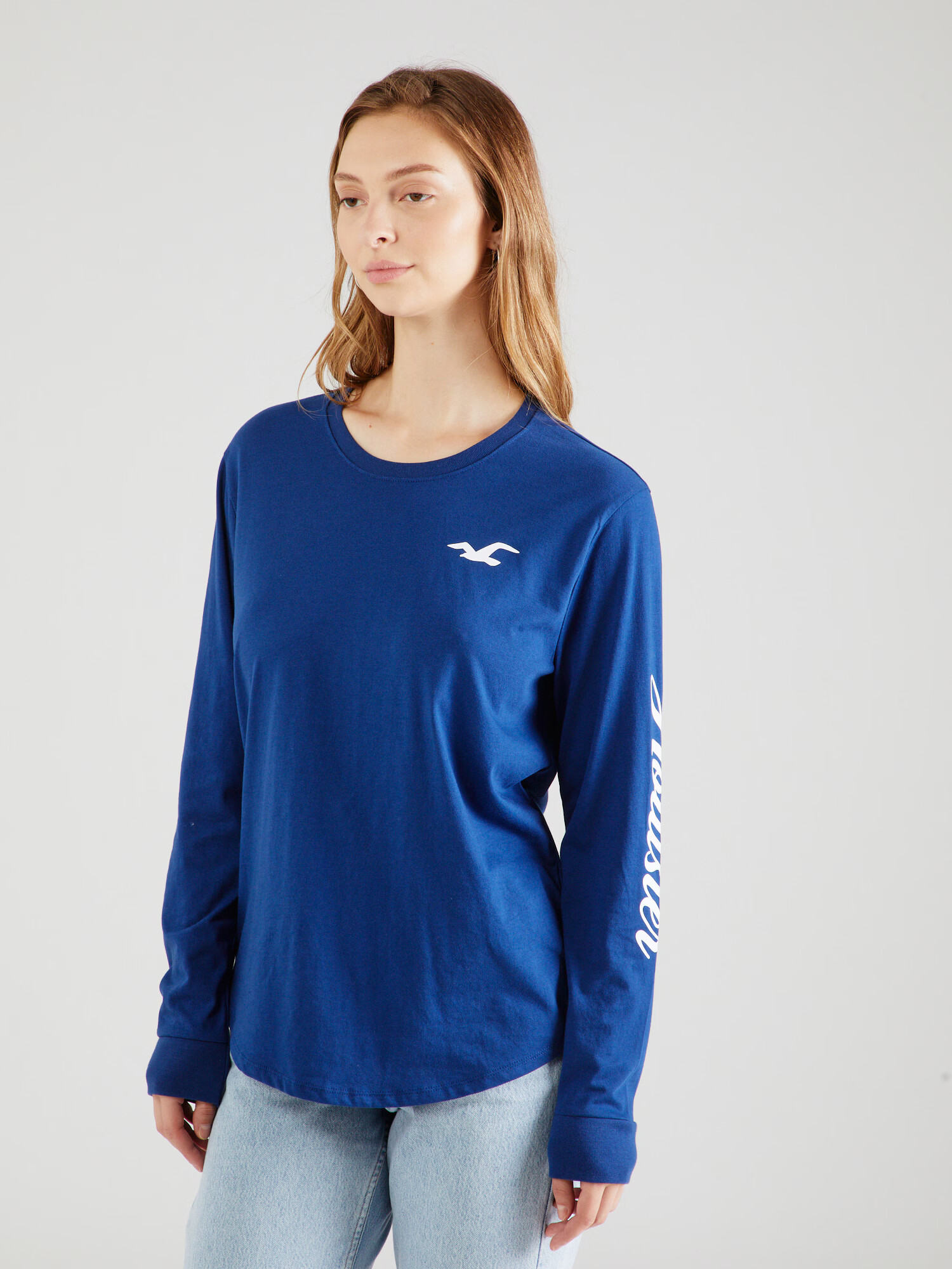 HOLLISTER Tricou bleumarin / alb - Pled.ro