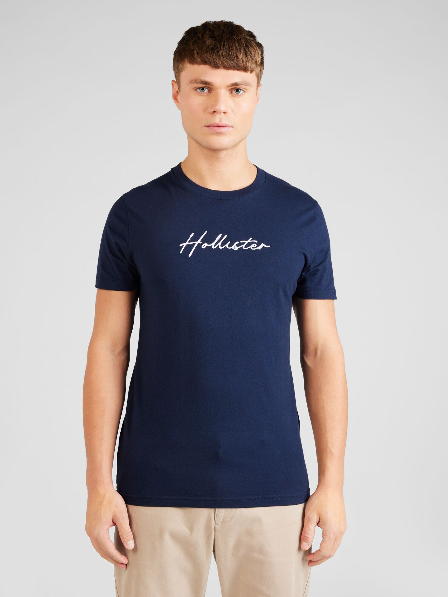 HOLLISTER Tricou bleumarin / alb - Pled.ro