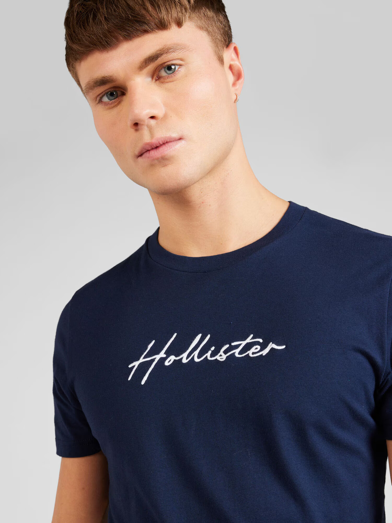 HOLLISTER Tricou bleumarin / alb - Pled.ro